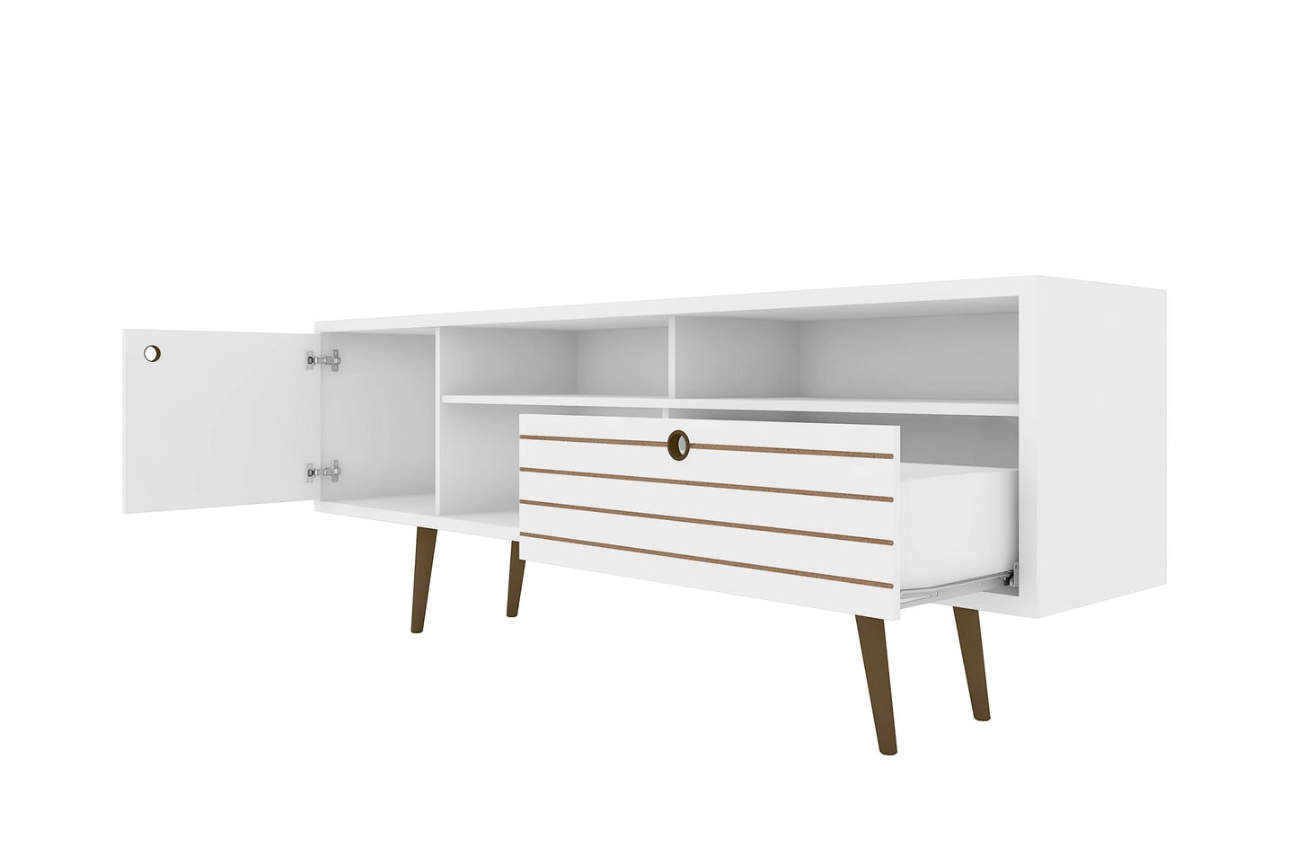 Liberty 70.86" Mid-Century Modern TV Stand in White - Ornate Home