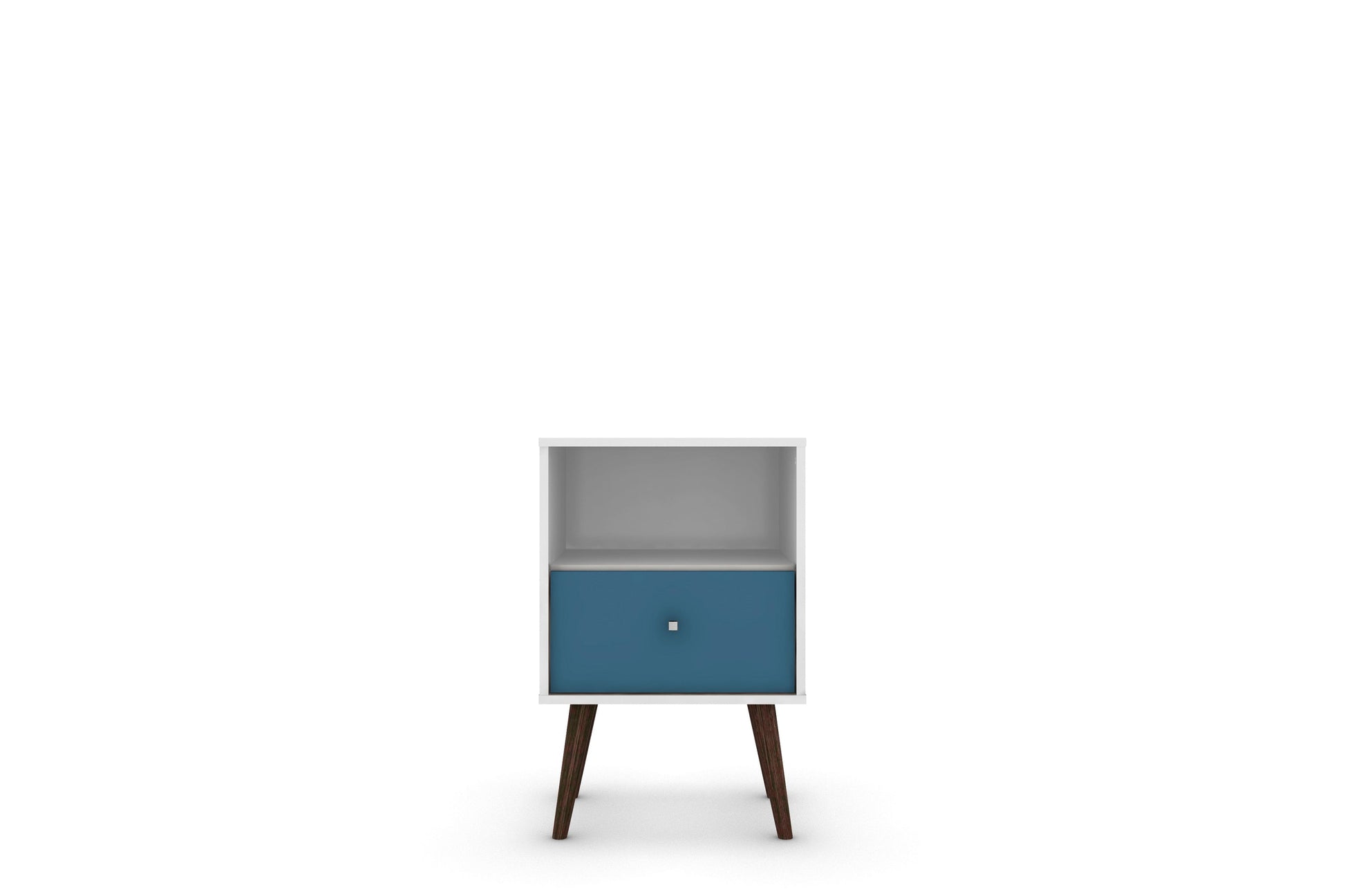 Liberty Mid-Century Modern Nightstand 1.0 in White and Aqua Blue - Ornate Home