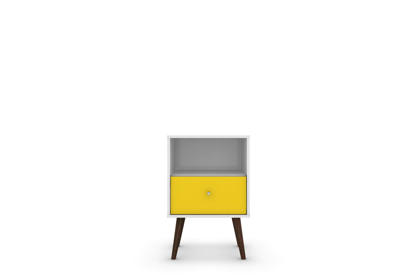 Liberty Mid-Century Modern Nightstand 1.0 in White and Yellow - Ornate Home