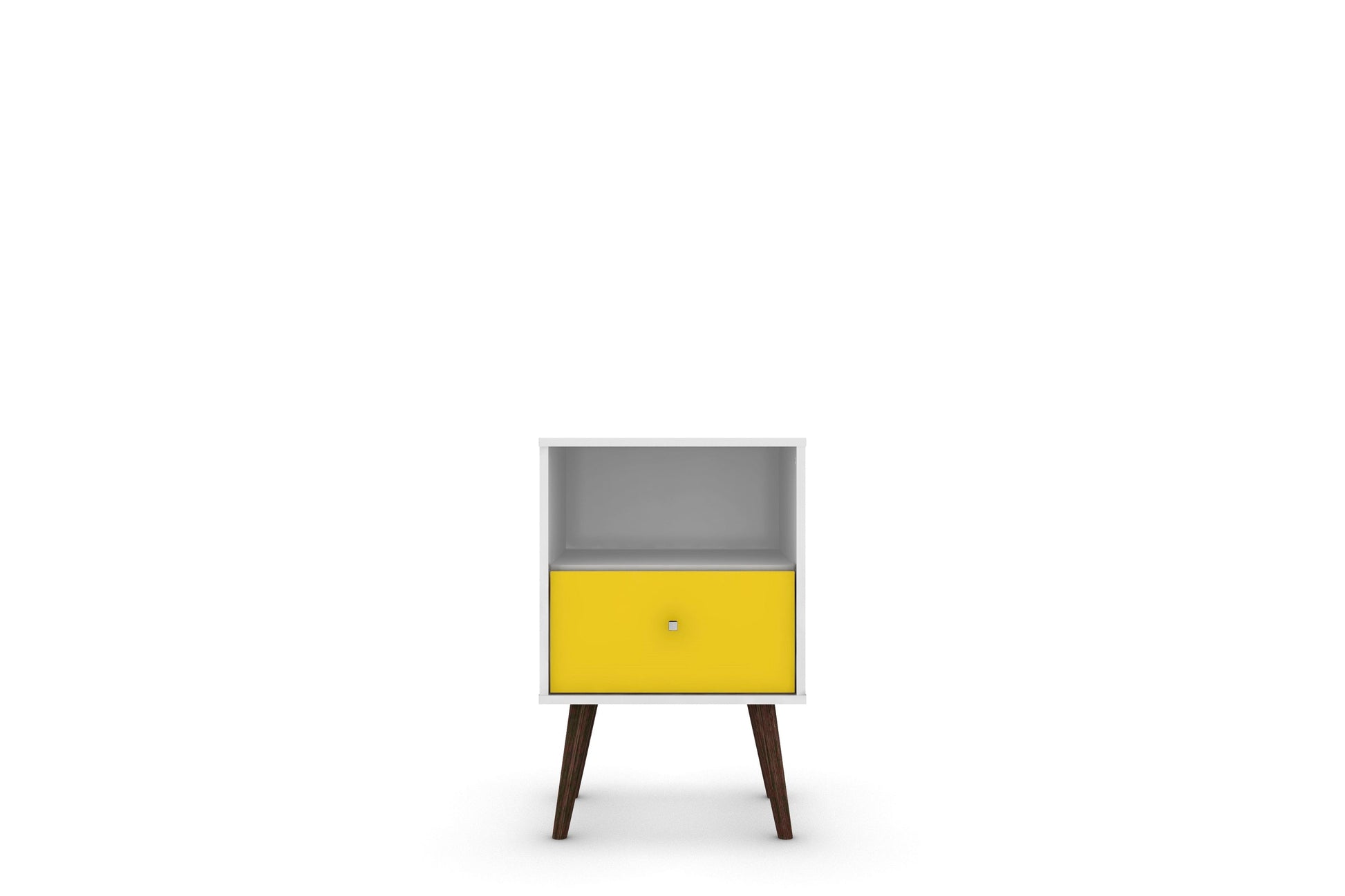 Liberty Mid-Century Modern Nightstand 1.0 in White and Yellow - Ornate Home