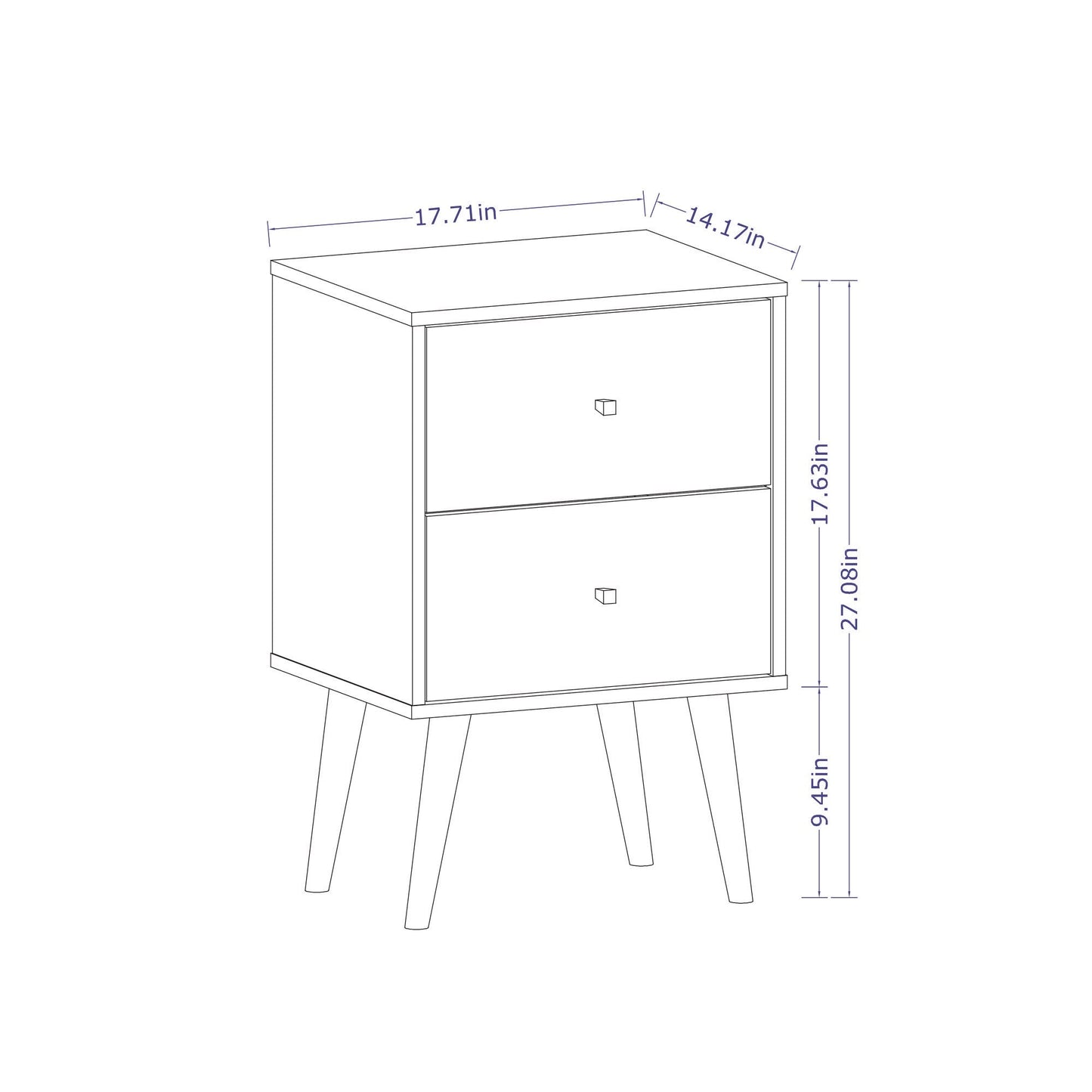 Liberty Mid-Century Modern Nightstand 2.0 in White - Ornate Home