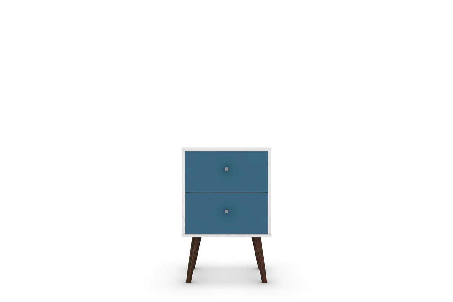 Liberty Mid-Century Modern Nightstand 2.0 in White and Aqua Blue - Ornate Home
