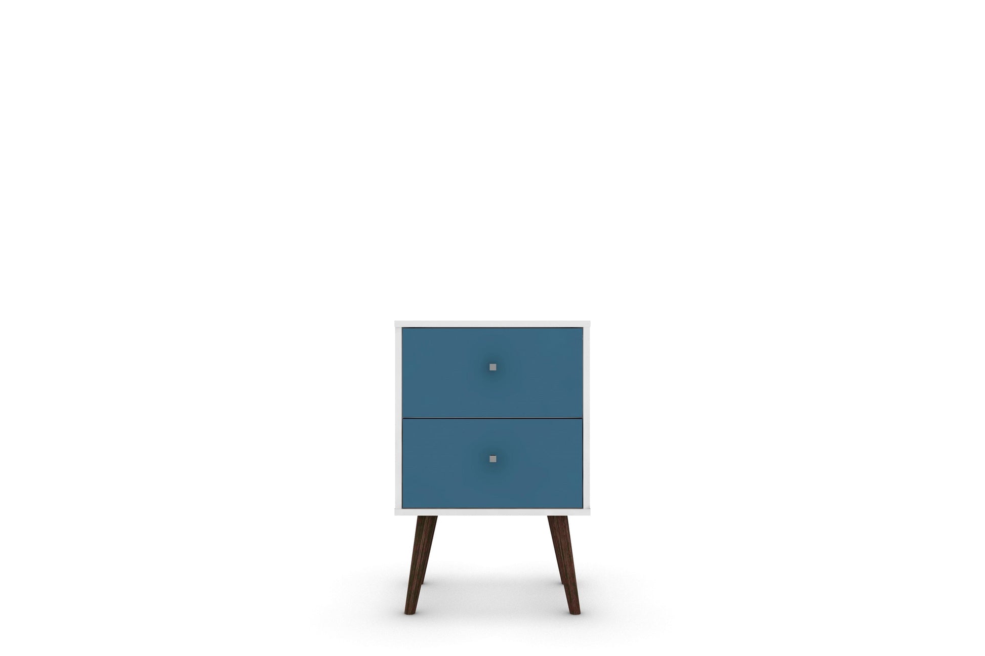 Liberty Mid-Century Modern Nightstand 2.0 in White and Aqua Blue - Ornate Home