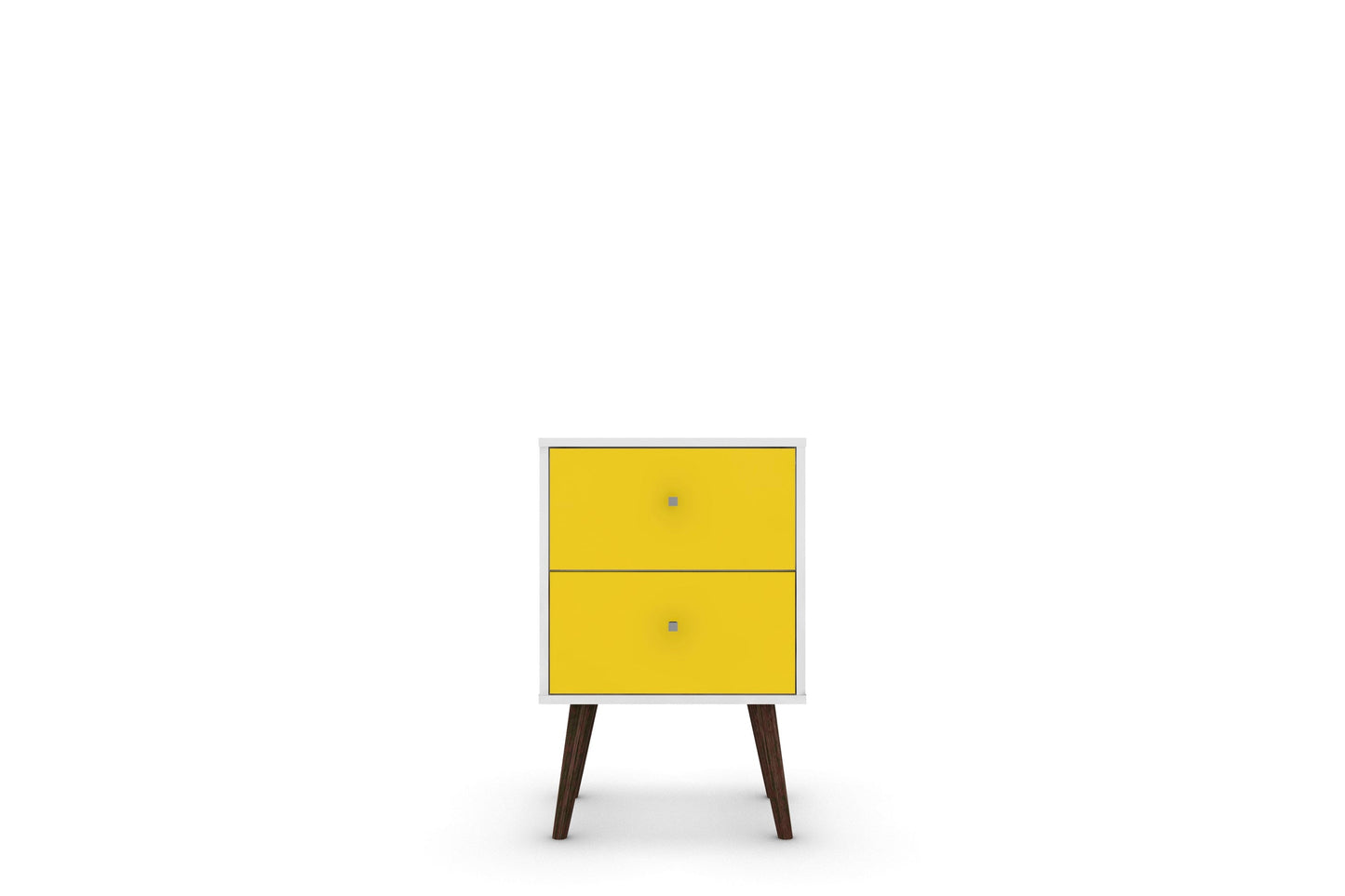 Liberty Mid-Century Modern Nightstand 2.0 in White and Yellow - Ornate Home