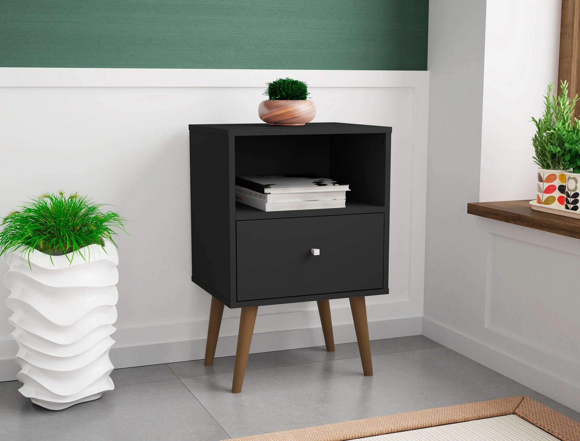Liberty Nightstand 1.0 in Black - Ornate Home