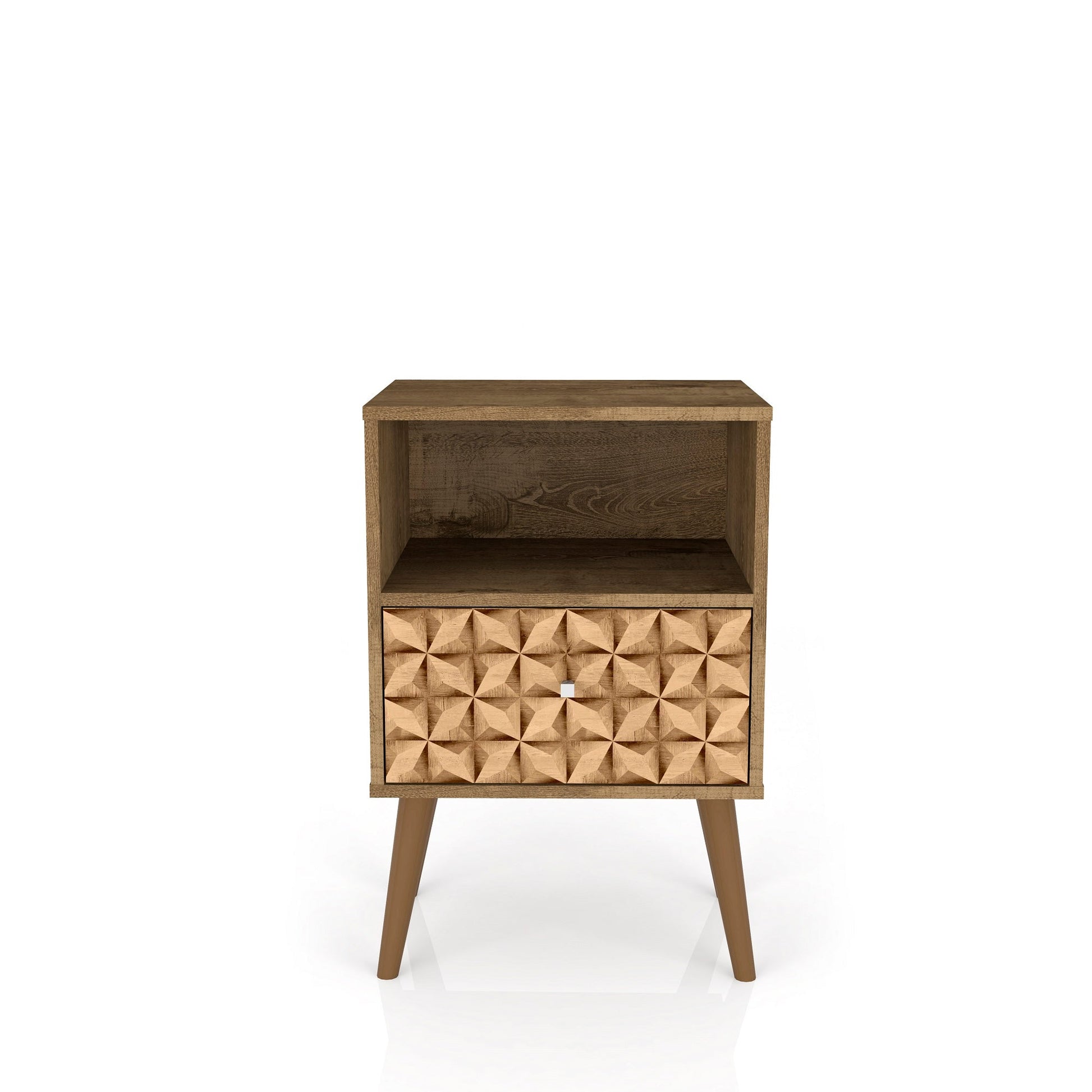 Liberty Nightstand 1.0 in Rustic Brown and 3D Brown Prints - Ornate Home