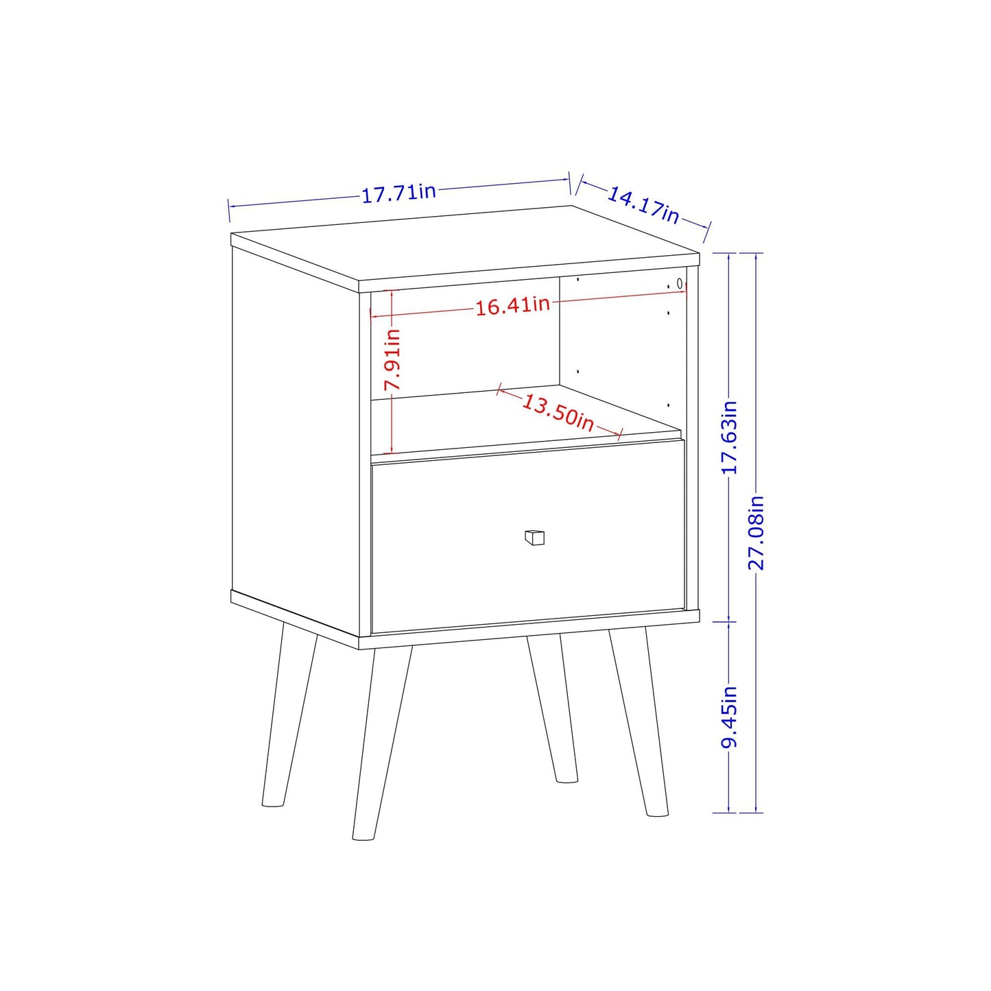 Liberty Nightstand 1.0 in Rustic Brown and Aqua Blue - Ornate Home