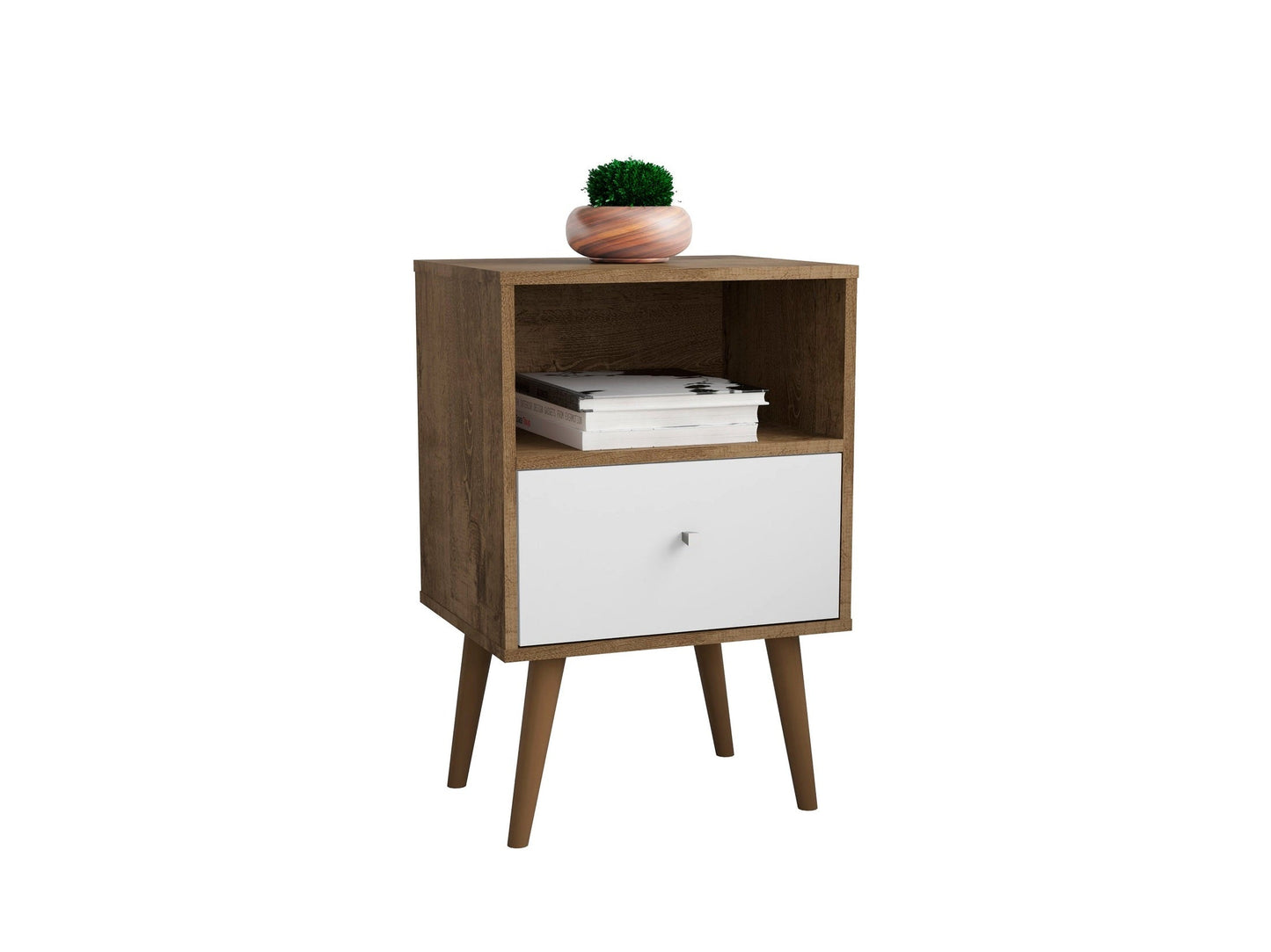 Liberty Nightstand 1.0 in Rustic Brown and White - Ornate Home