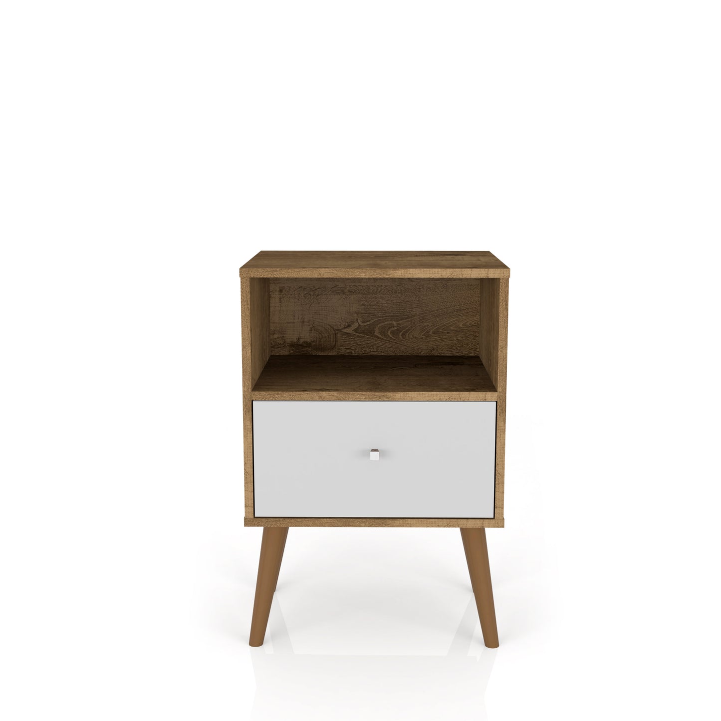 Liberty Nightstand 1.0 in Rustic Brown and White - Ornate Home