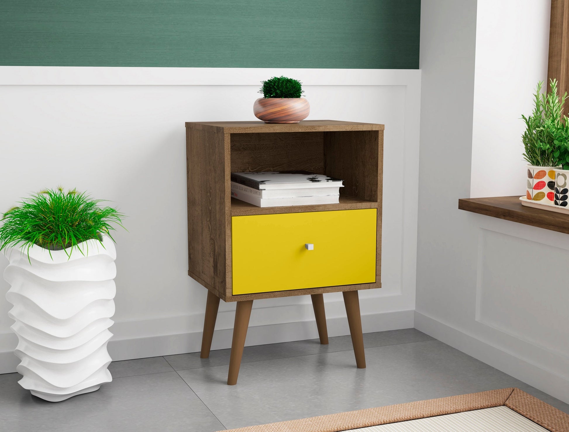 Liberty Nightstand 1.0 in Rustic Brown and Yellow - Ornate Home