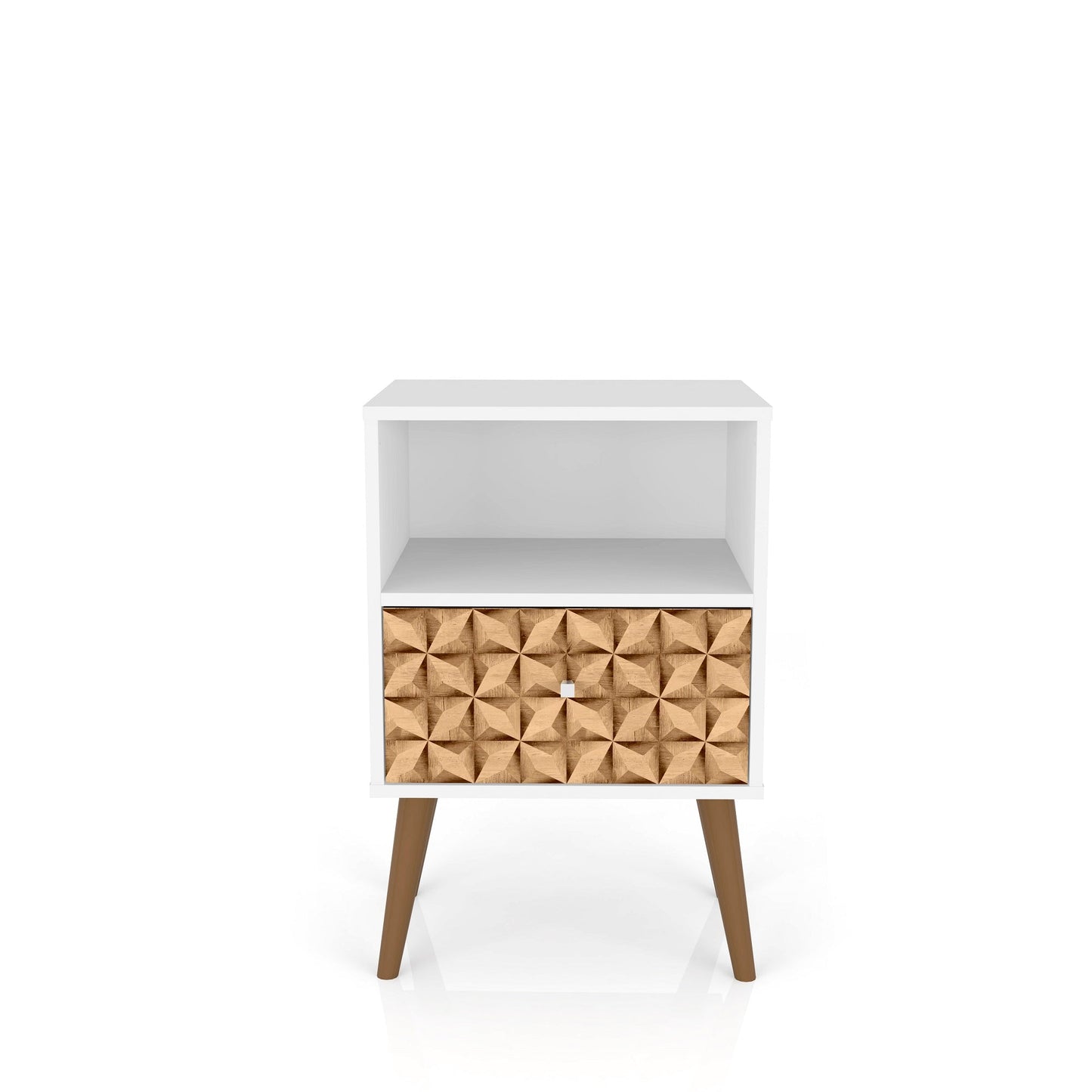 Liberty Nightstand 1.0 in White and 3D Brown Prints - Ornate Home