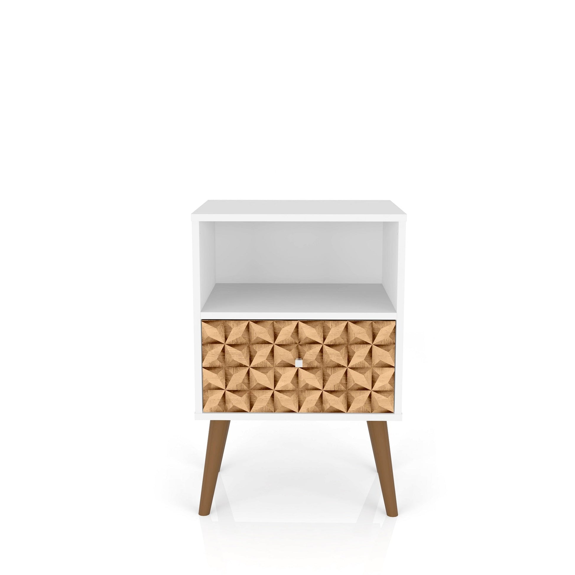 Liberty Nightstand 1.0 in White and 3D Brown Prints - Ornate Home