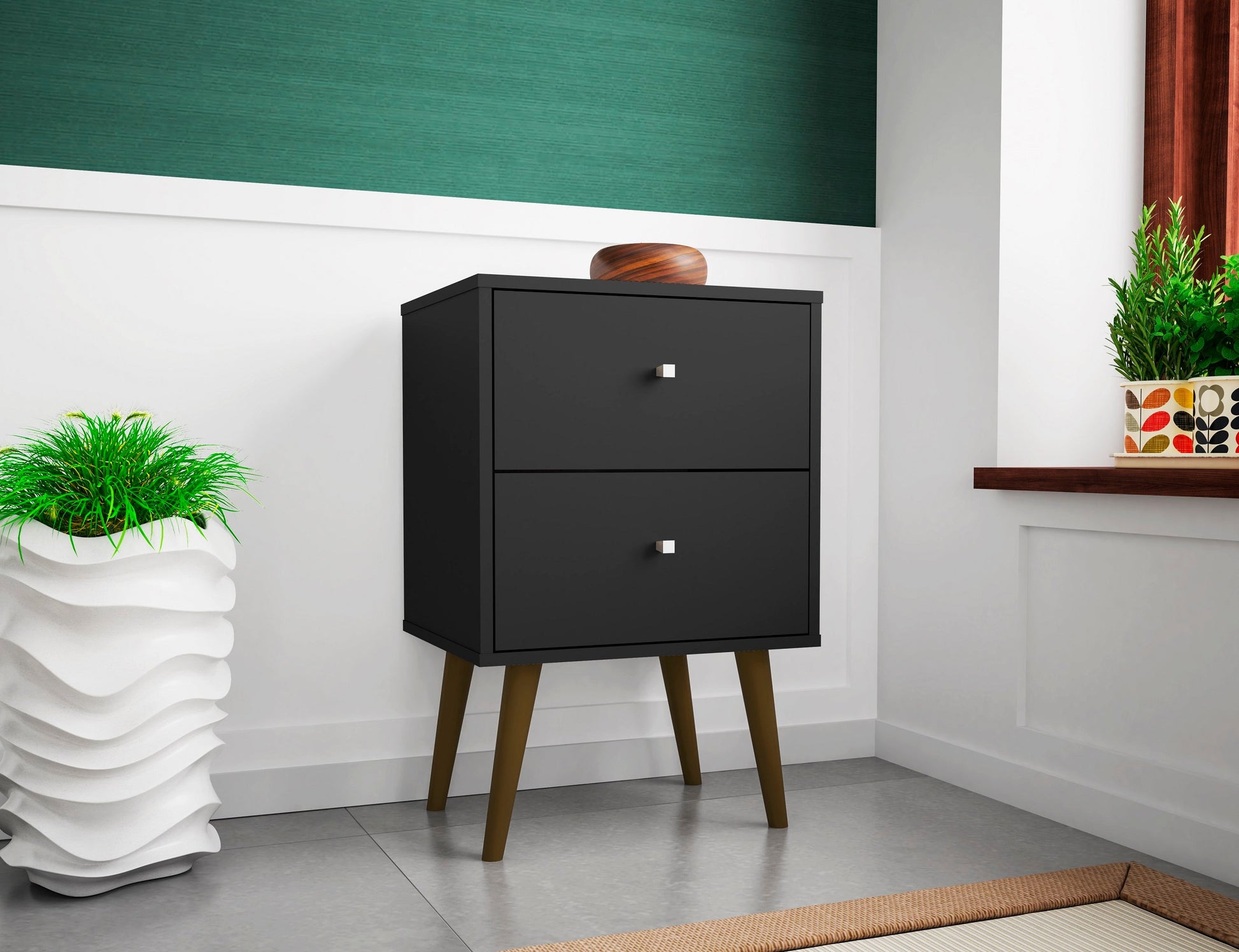 Liberty Nightstand 2.0 in Black - Ornate Home
