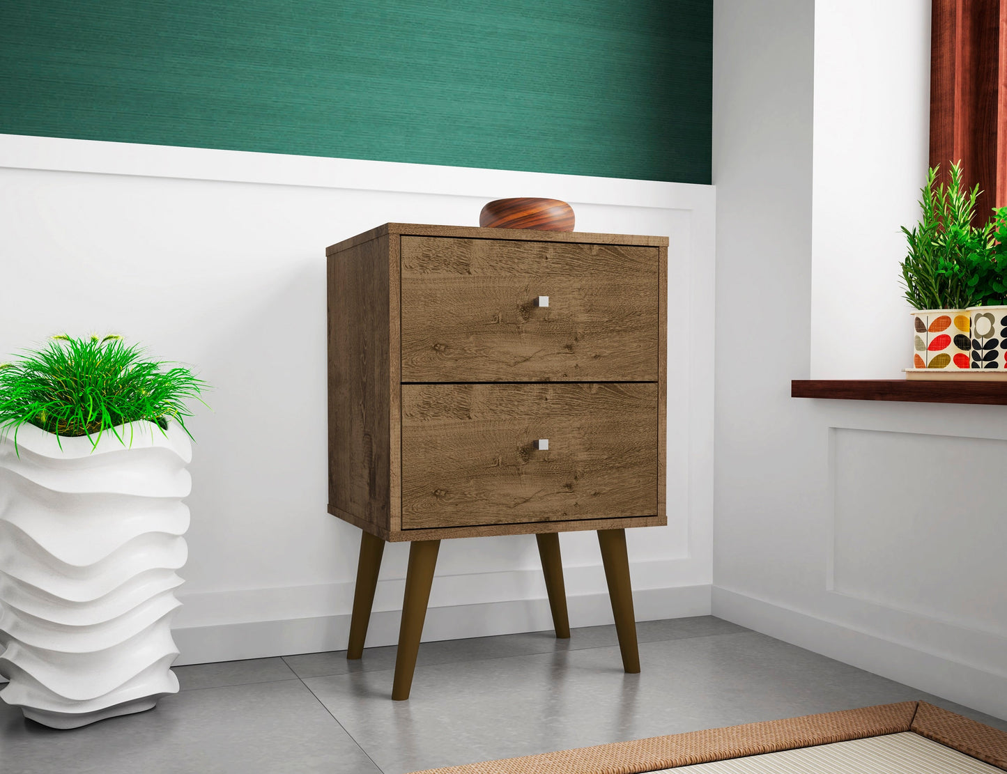 Liberty Nightstand 2.0 in Rustic Brown - Ornate Home