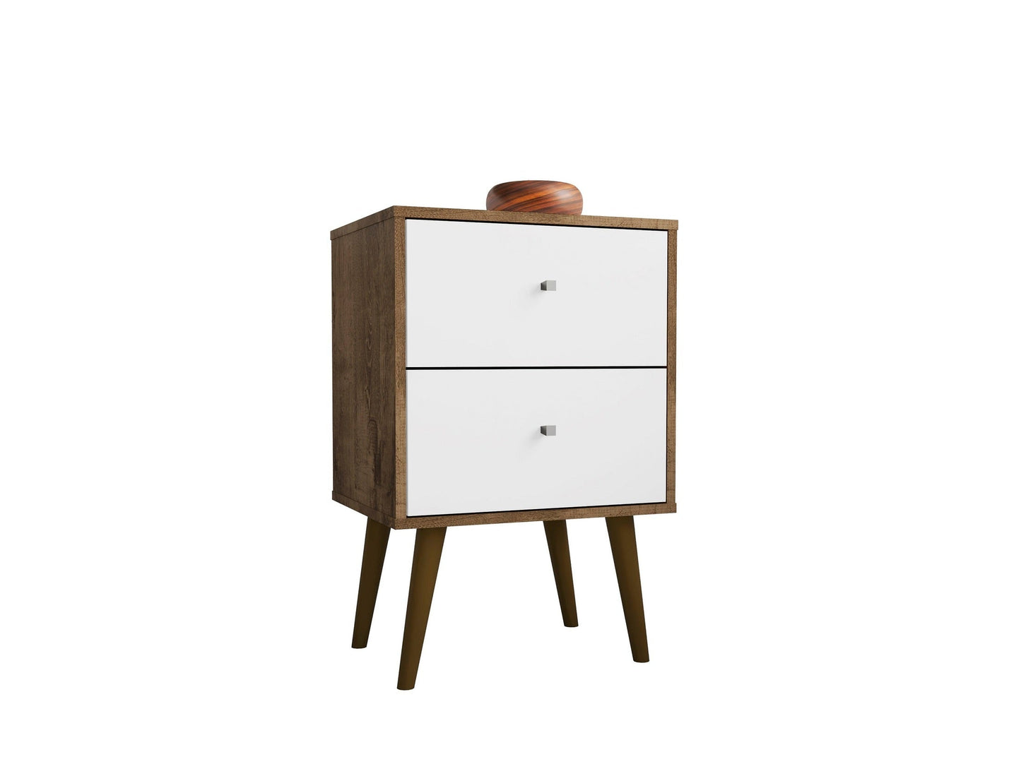 Liberty Nightstand 2.0 in Rustic Brown and White - Ornate Home