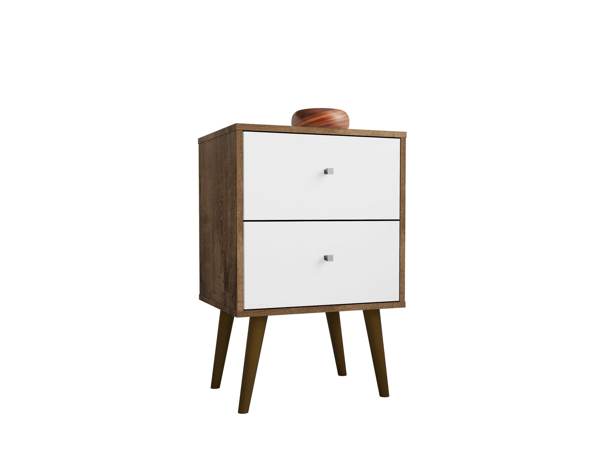 Liberty Nightstand 2.0 in Rustic Brown and White - Ornate Home
