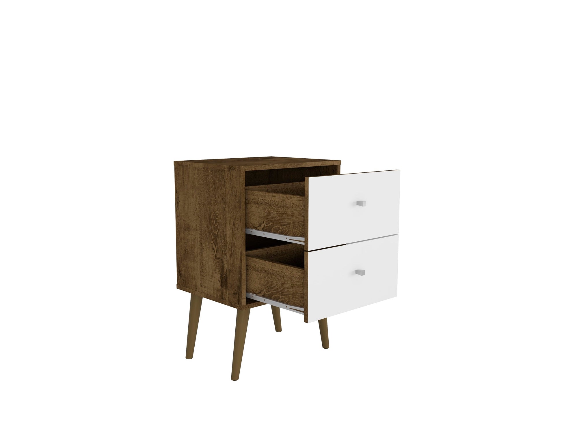 Liberty Nightstand 2.0 in Rustic Brown and White - Ornate Home