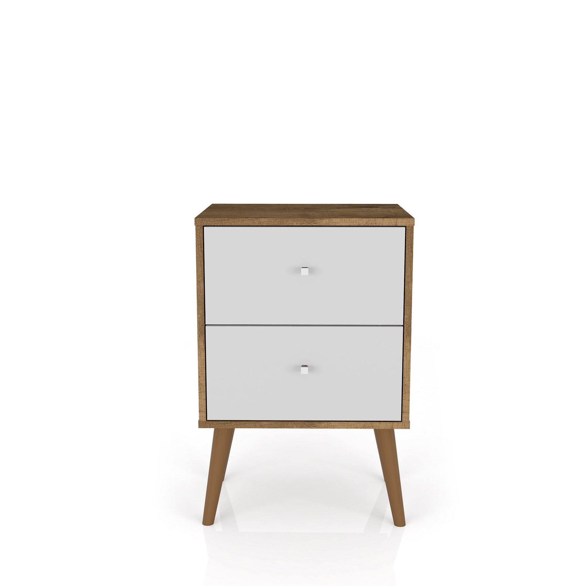 Liberty Nightstand 2.0 in Rustic Brown and White - Ornate Home