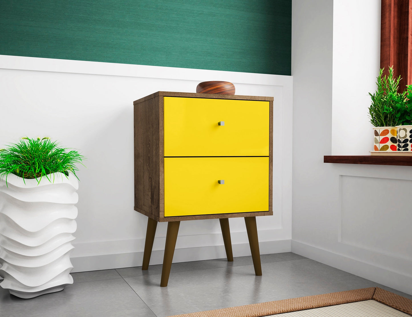 Liberty Nightstand 2.0 in Rustic Brown and Yellow - Ornate Home