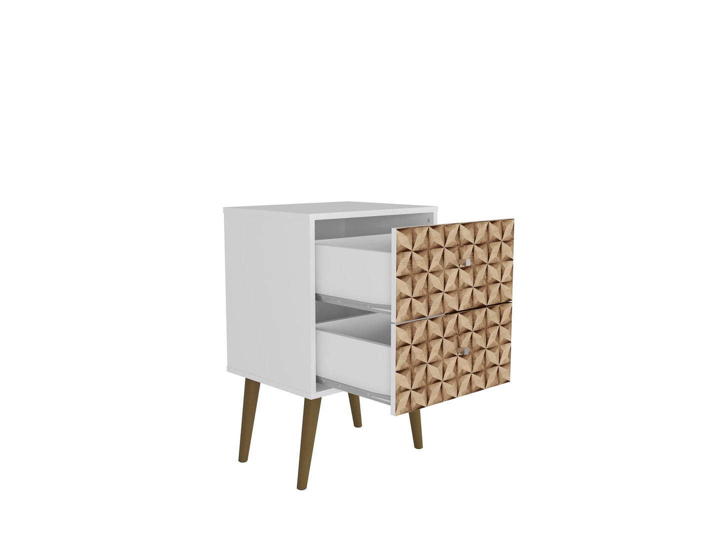 Liberty Nightstand 2.0 in White and 3D Brown Prints - Ornate Home