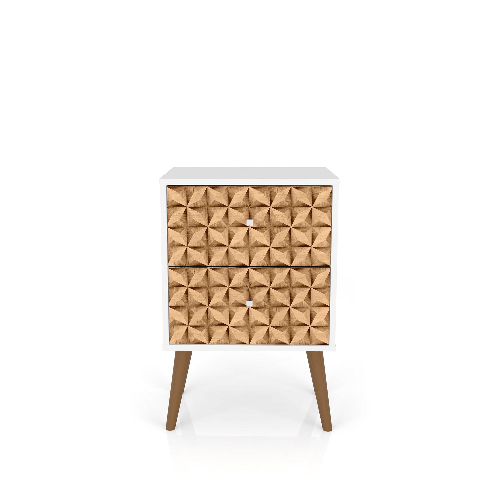 Liberty Nightstand 2.0 in White and 3D Brown Prints - Ornate Home