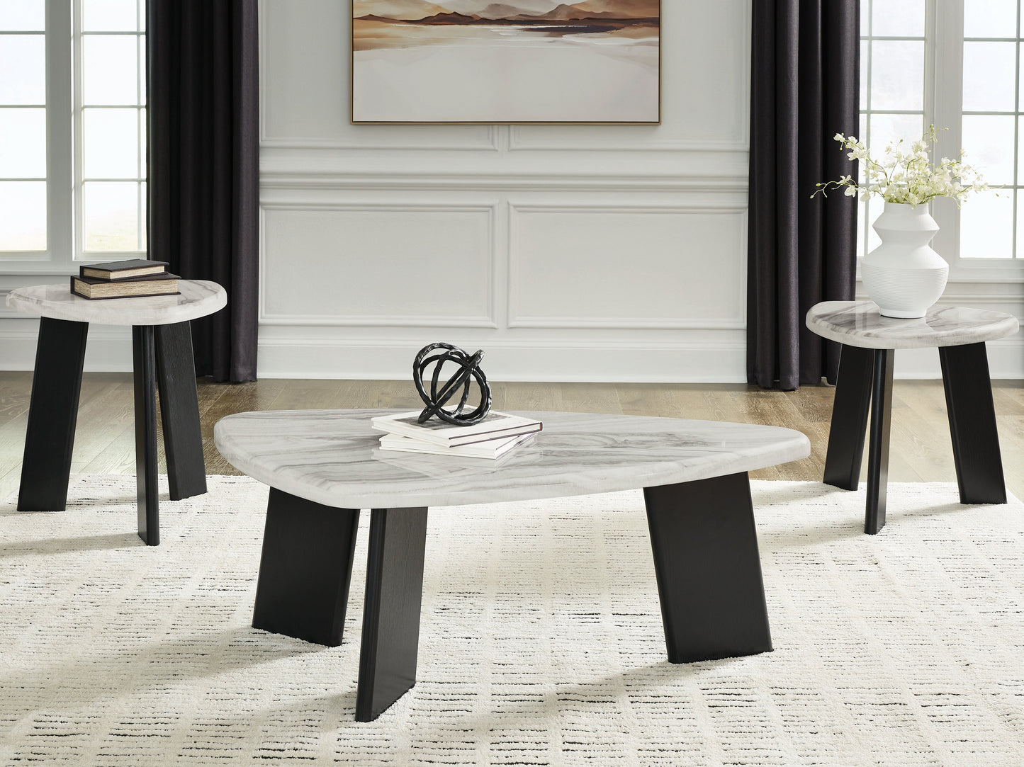 Lilyberg Gray/Black Occasional Table Set (Set of 3)- Viva Furn