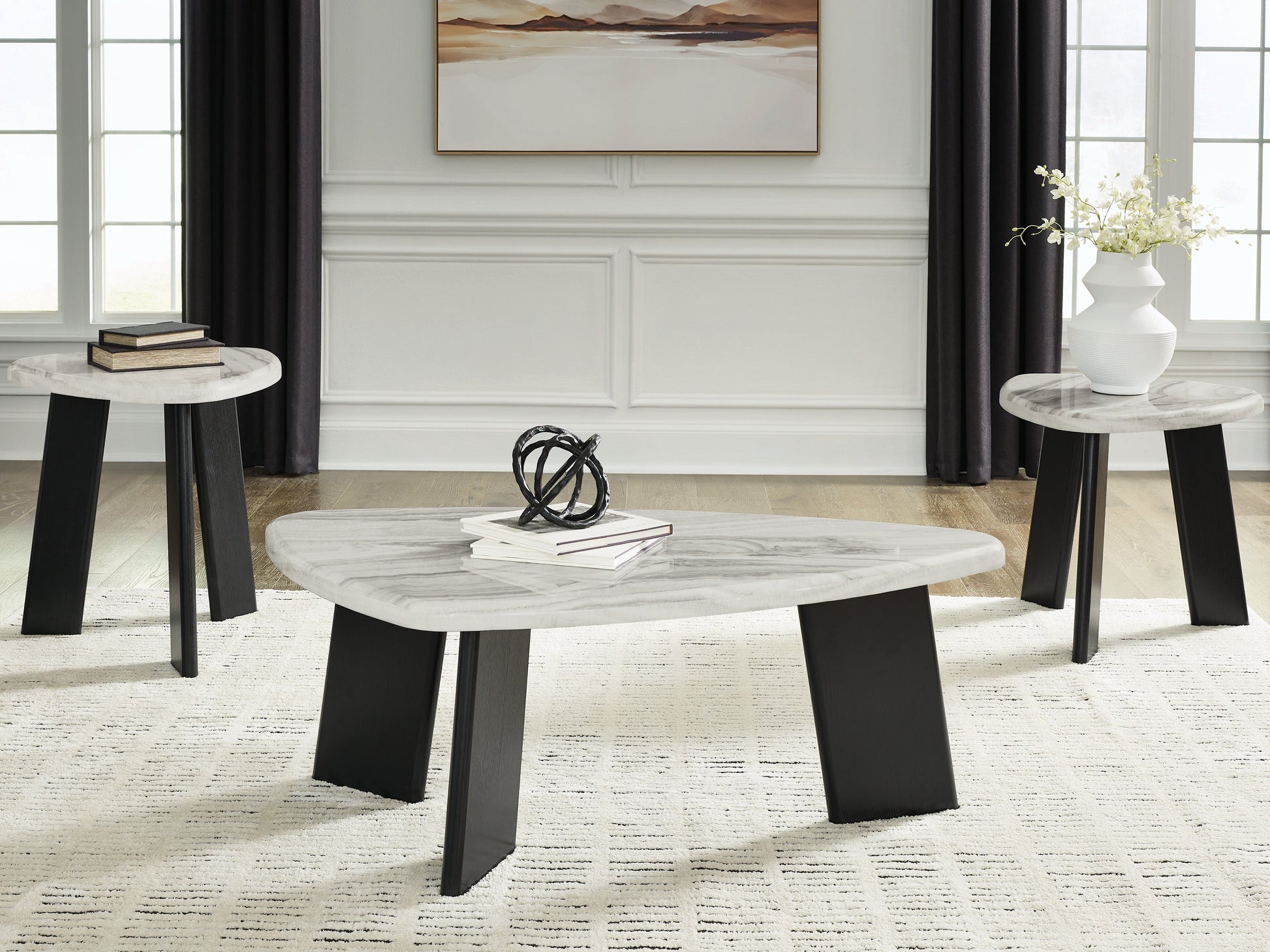 Lilyberg Gray/Black Occasional Table Set (Set of 3)- Viva Furn