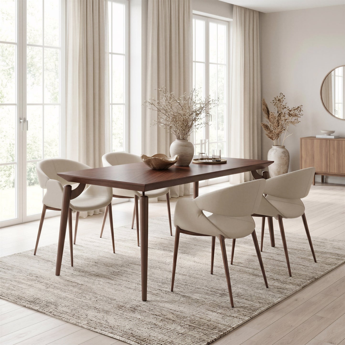 Limay Beige & Walnut Dining Chair (Set of 2) - Ornate Home