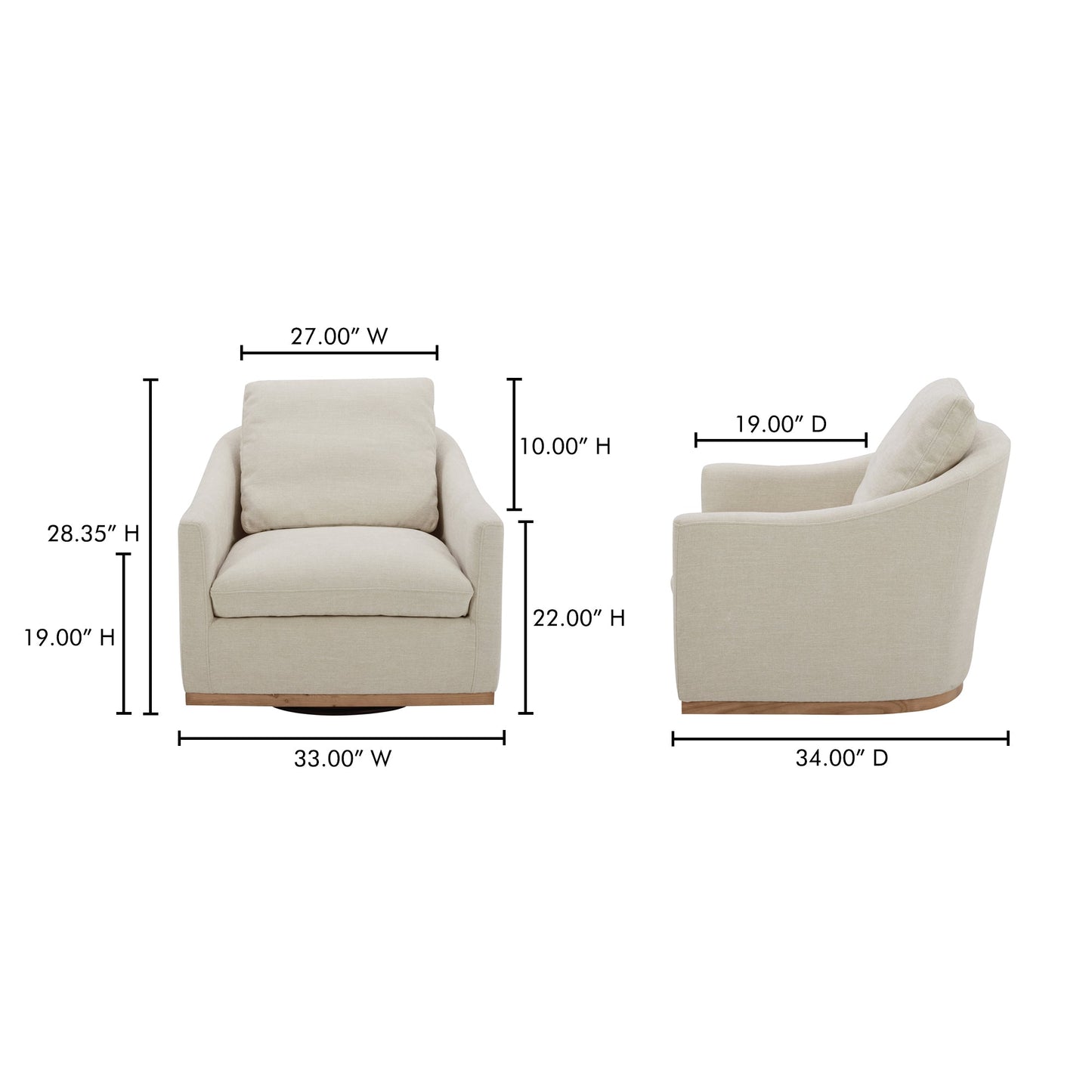 Linden Soft Beige Swivel Chair - Ornate Home