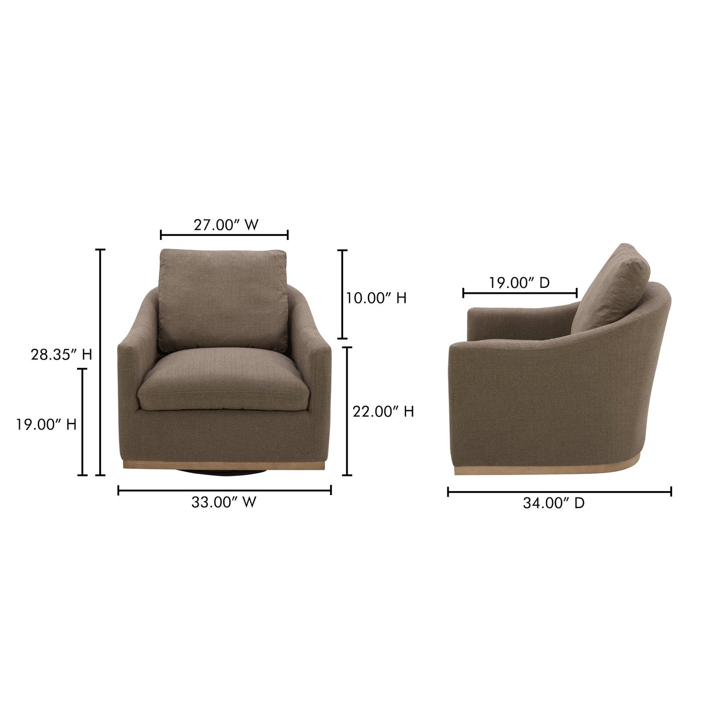 Linden Soft Taupe Swivel Chair - Ornate Home