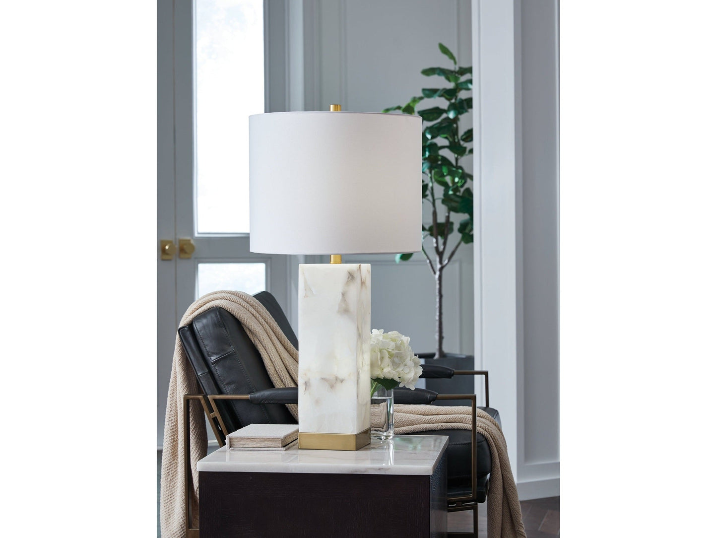 Linderfield White/Gold Finish Table Lamp- Viva Furn