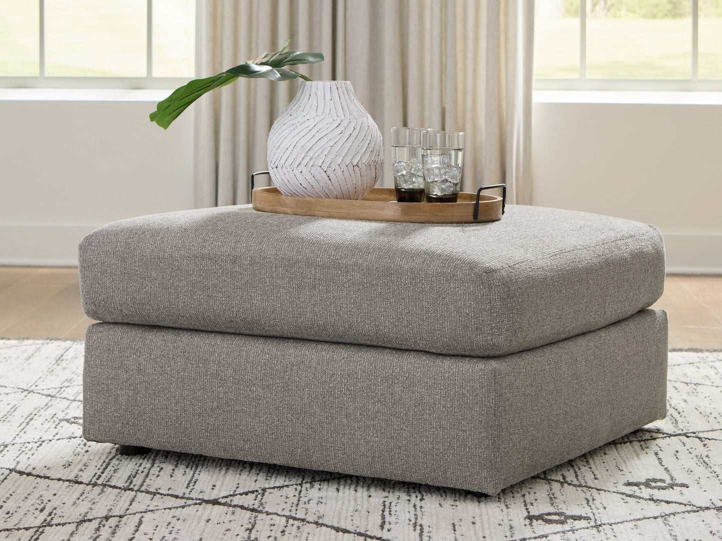 Lindon Smoke Oversized Accent Ottoman- Viva Furn
