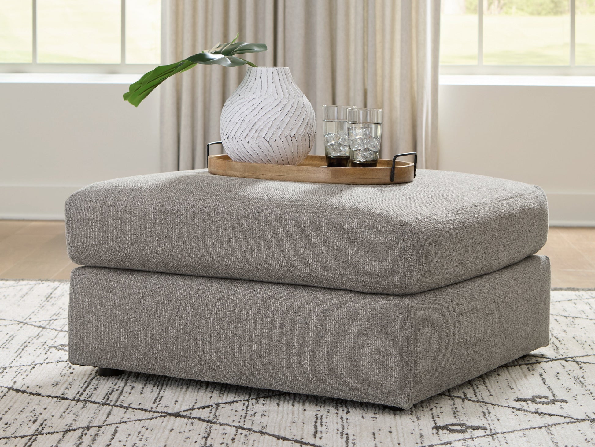 Lindon Smoke Oversized Accent Ottoman- Viva Furn