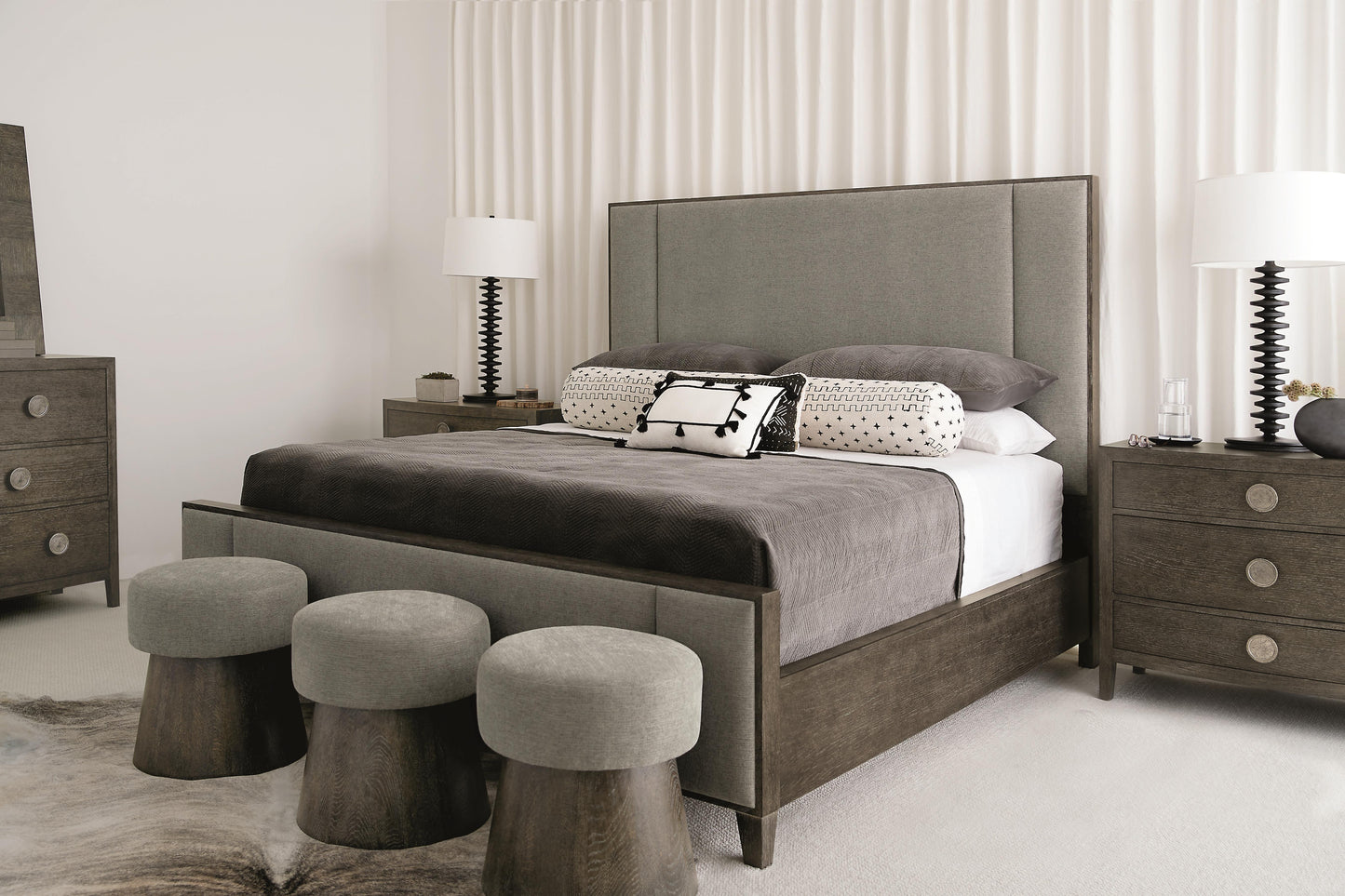 Linea Cerused Charcoal/Grey Bench - Ornate Home