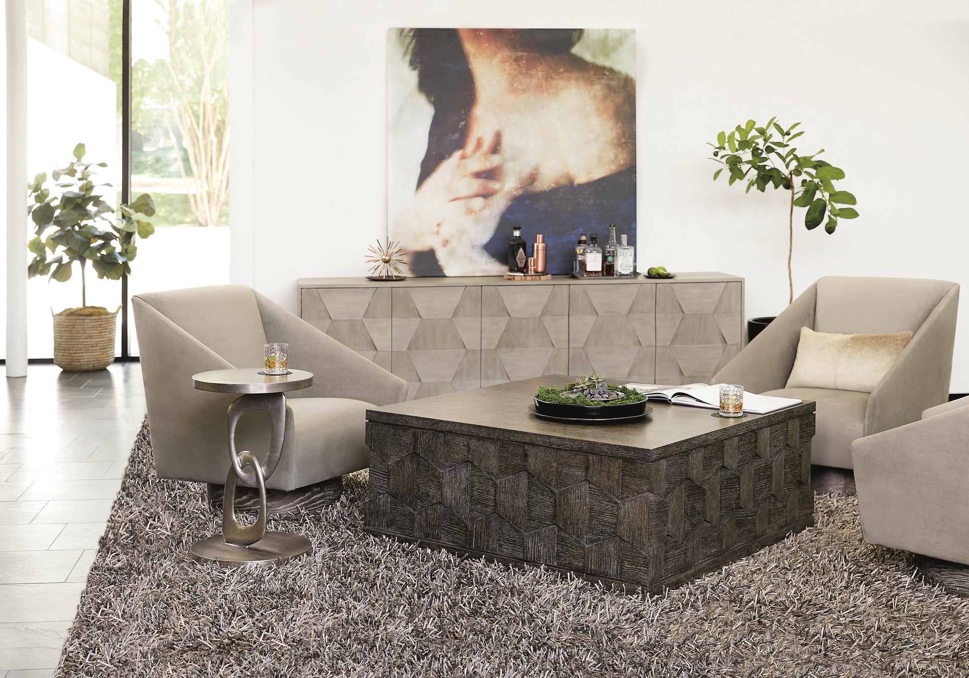 Linea Cerused Charcoal Square Cocktail Table - Ornate Home