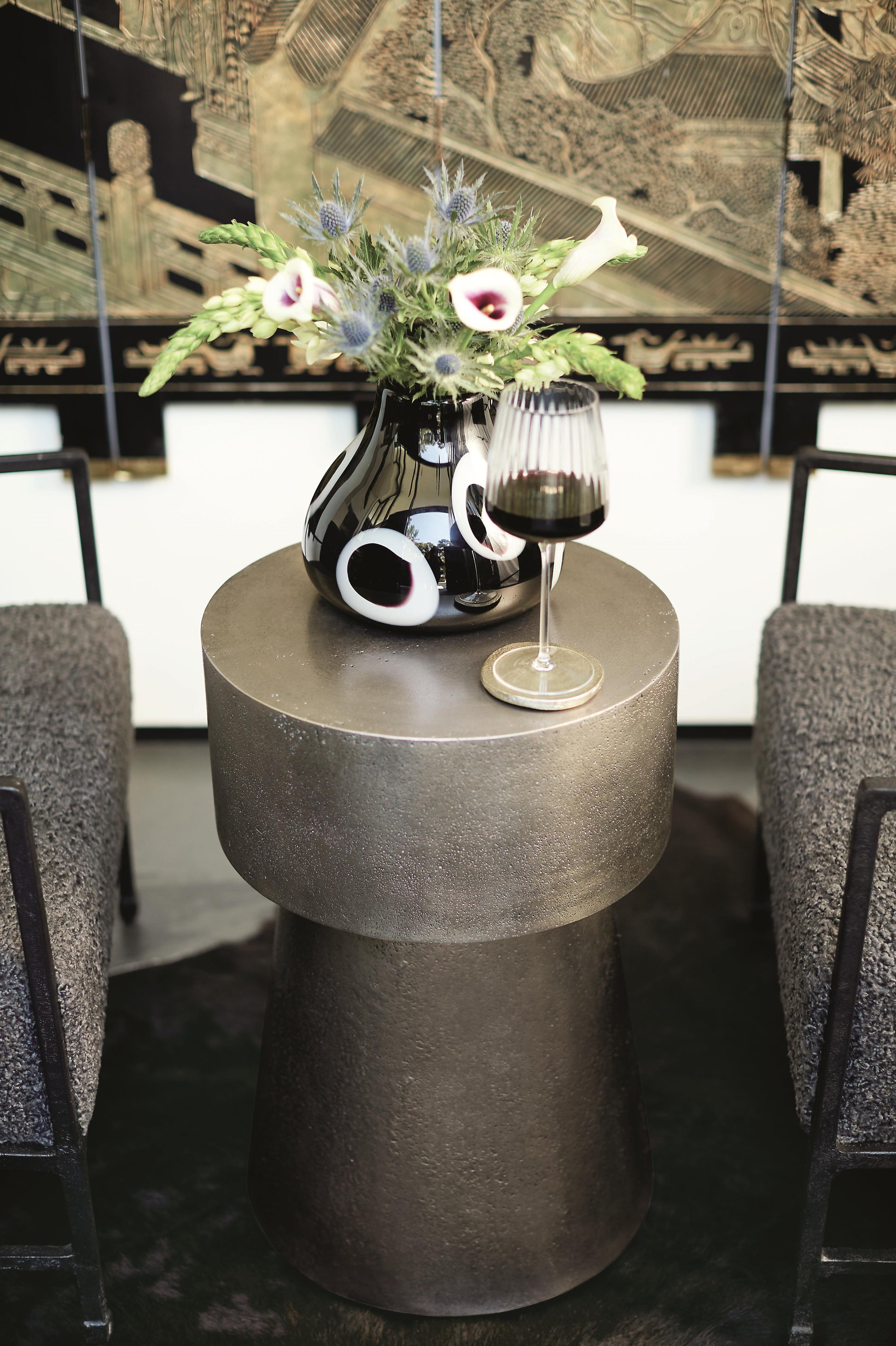 Linea Cone-Shaped Textured Graphite Side Table - Ornate Home