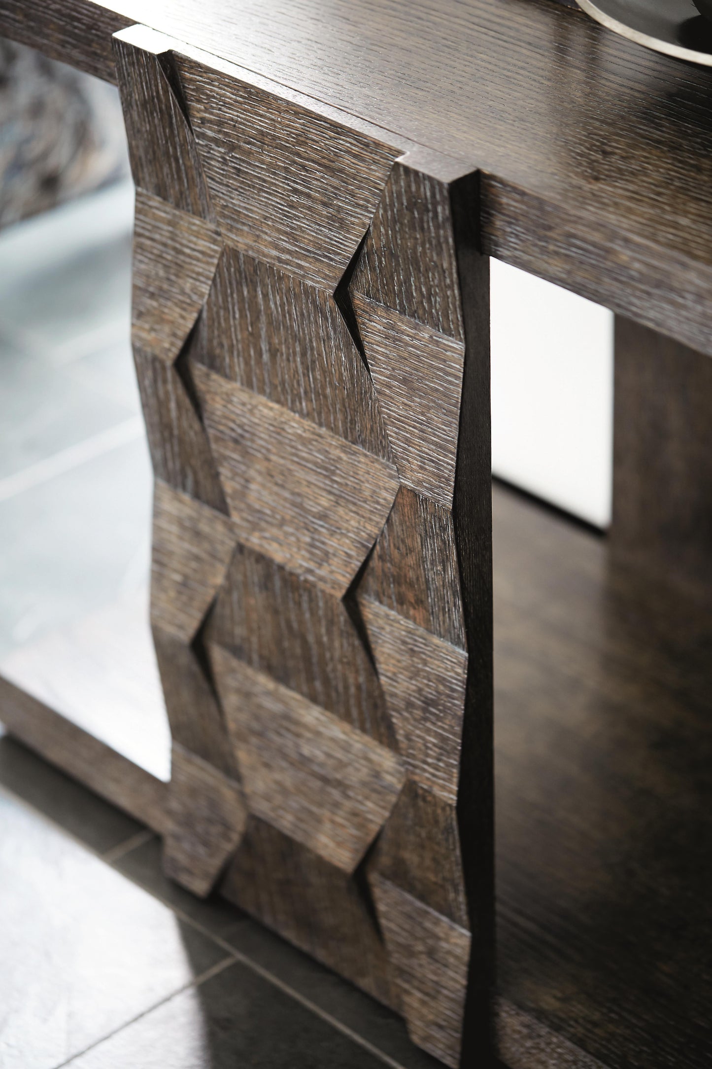 Linea Rectangular Cerused Charcoal Side Table - Ornate Home