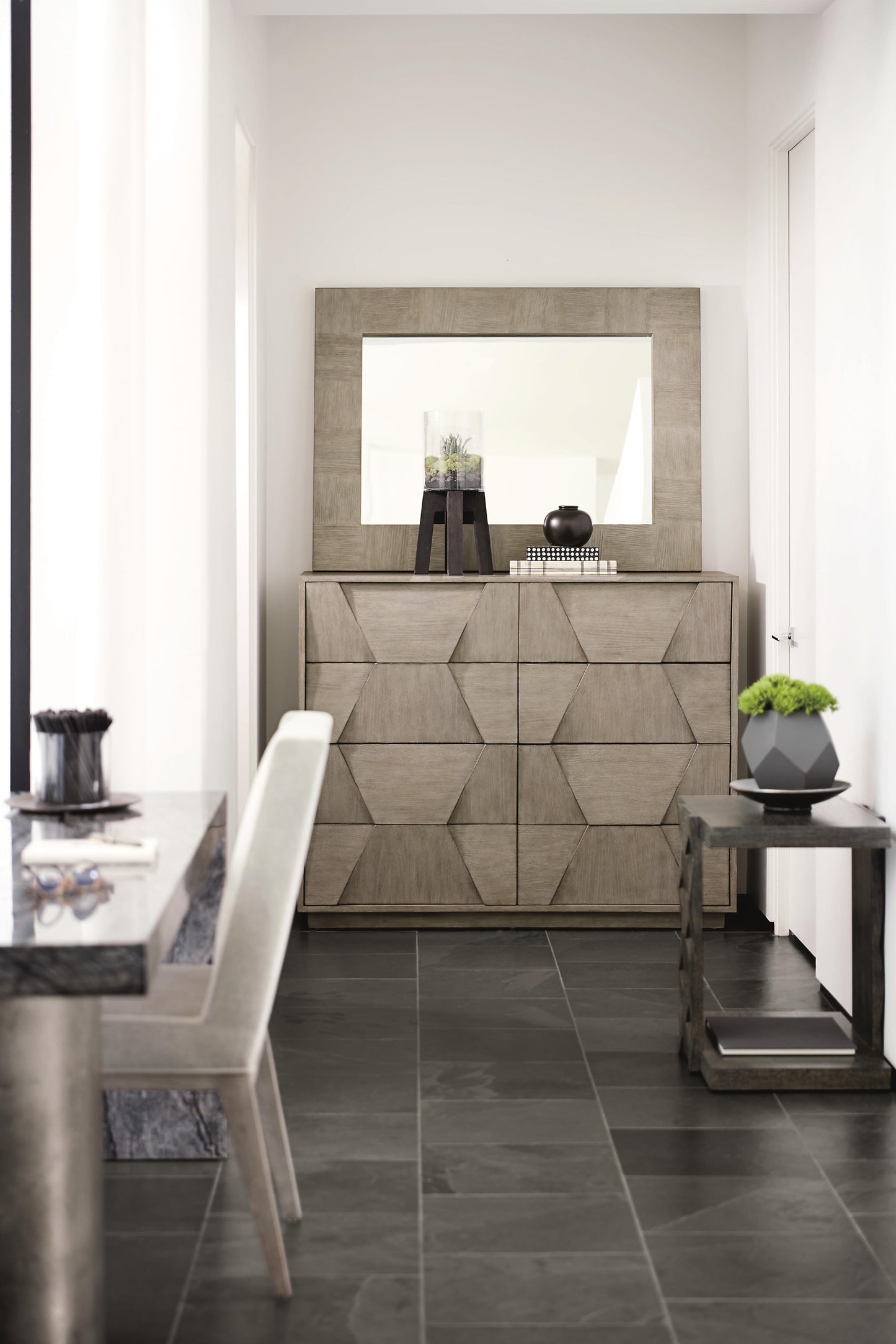 Linea Textured Graphite/Black Forest Desk - Ornate Home