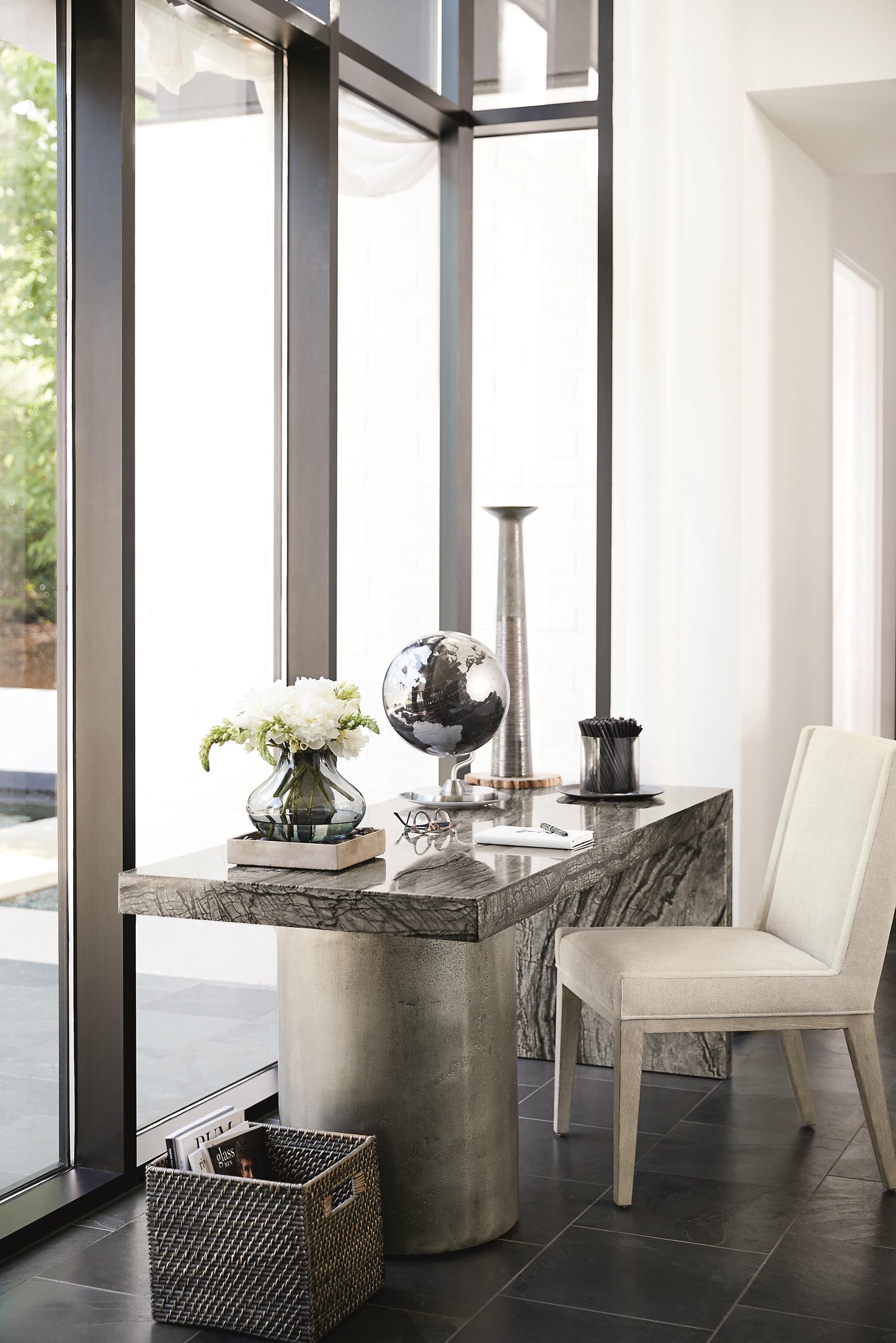 Linea Textured Graphite/Black Forest Desk - Ornate Home