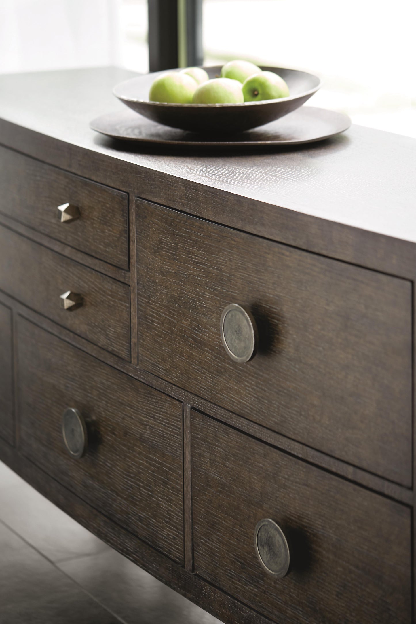Linea Textured Graphite/Cerused Charcoal Sideboard - Ornate Home