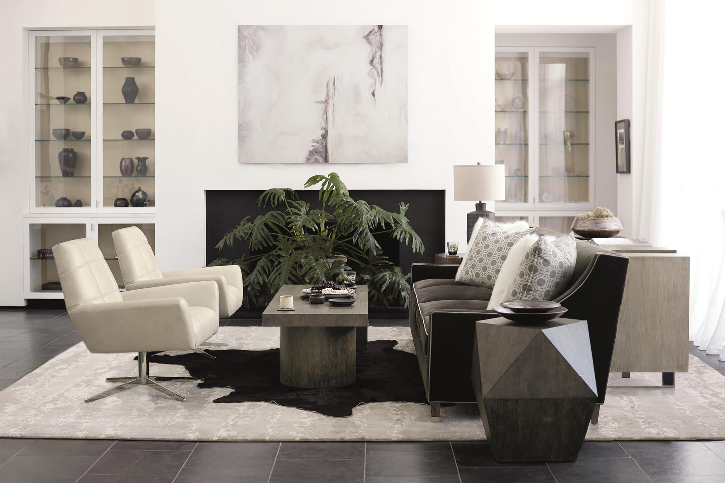 Linea Textured Graphite/Cerused Greige Console Table - Ornate Home