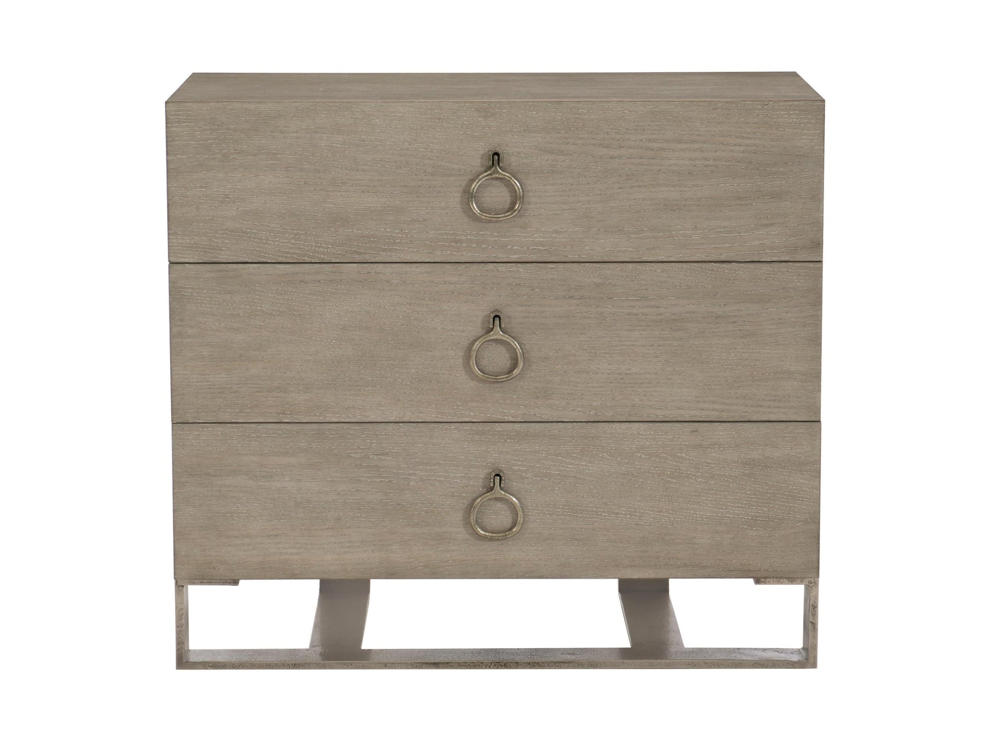 Linea Textured Graphite/Cerused Greige Ring Pull Nightstand - Ornate Home