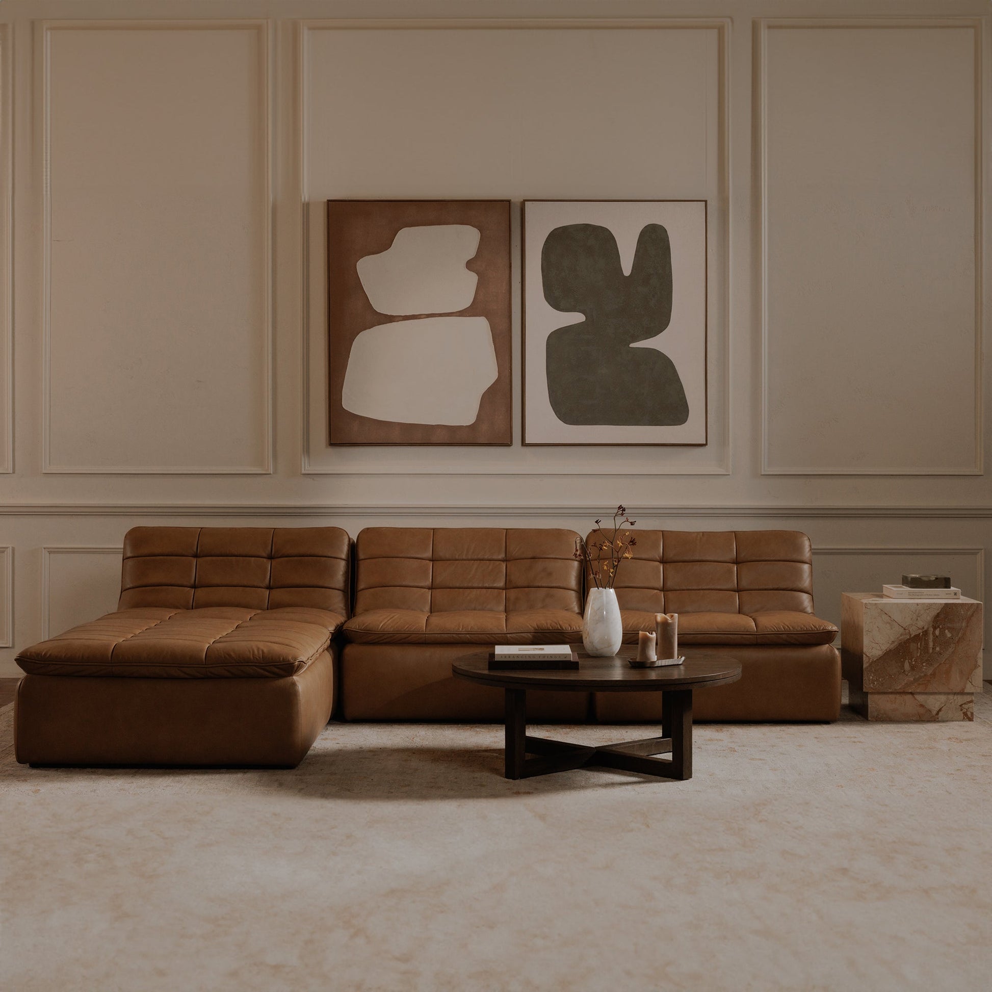 Lino Tan Leather Slipper Chair - Ornate Home