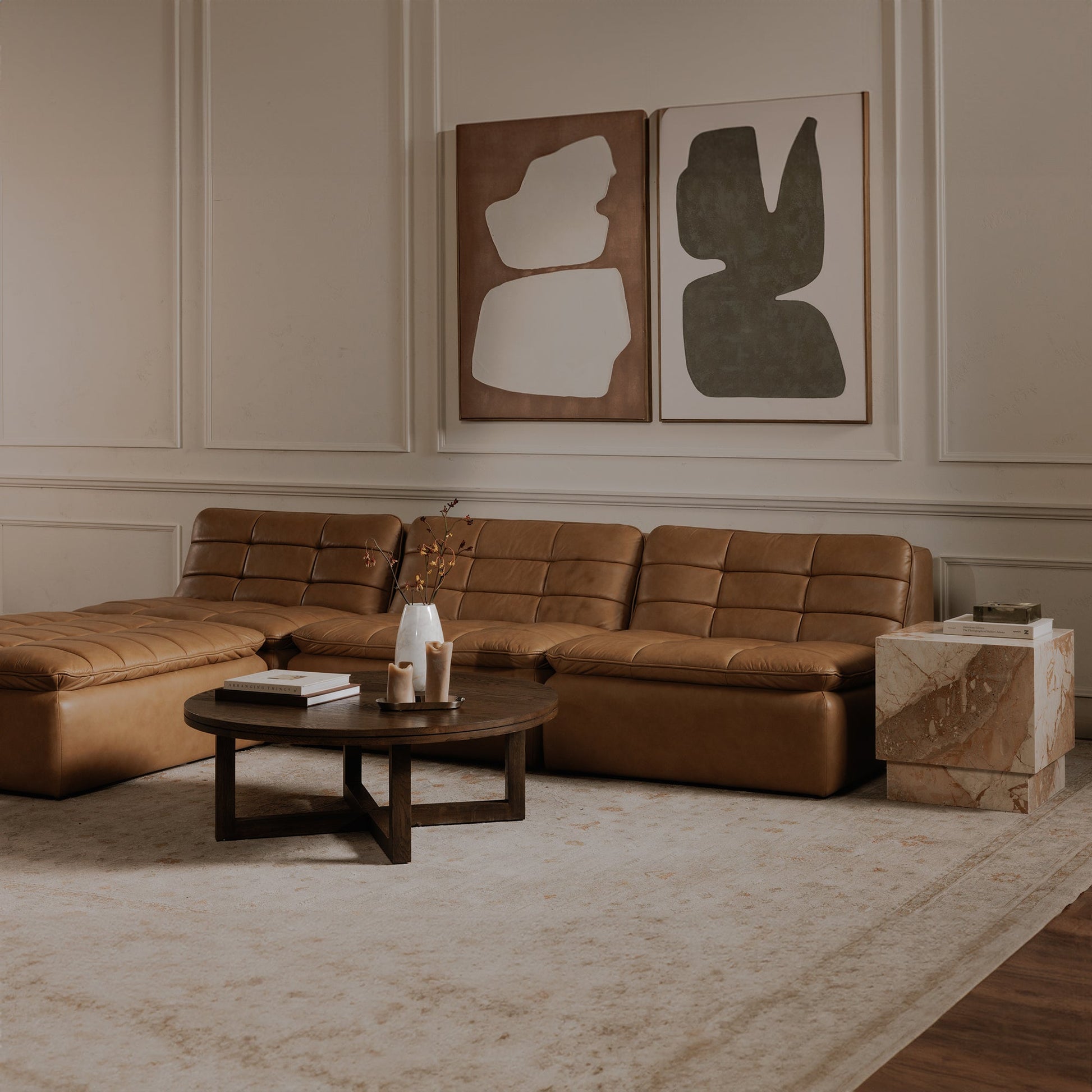 Lino Tan Leather Slipper Chair - Ornate Home