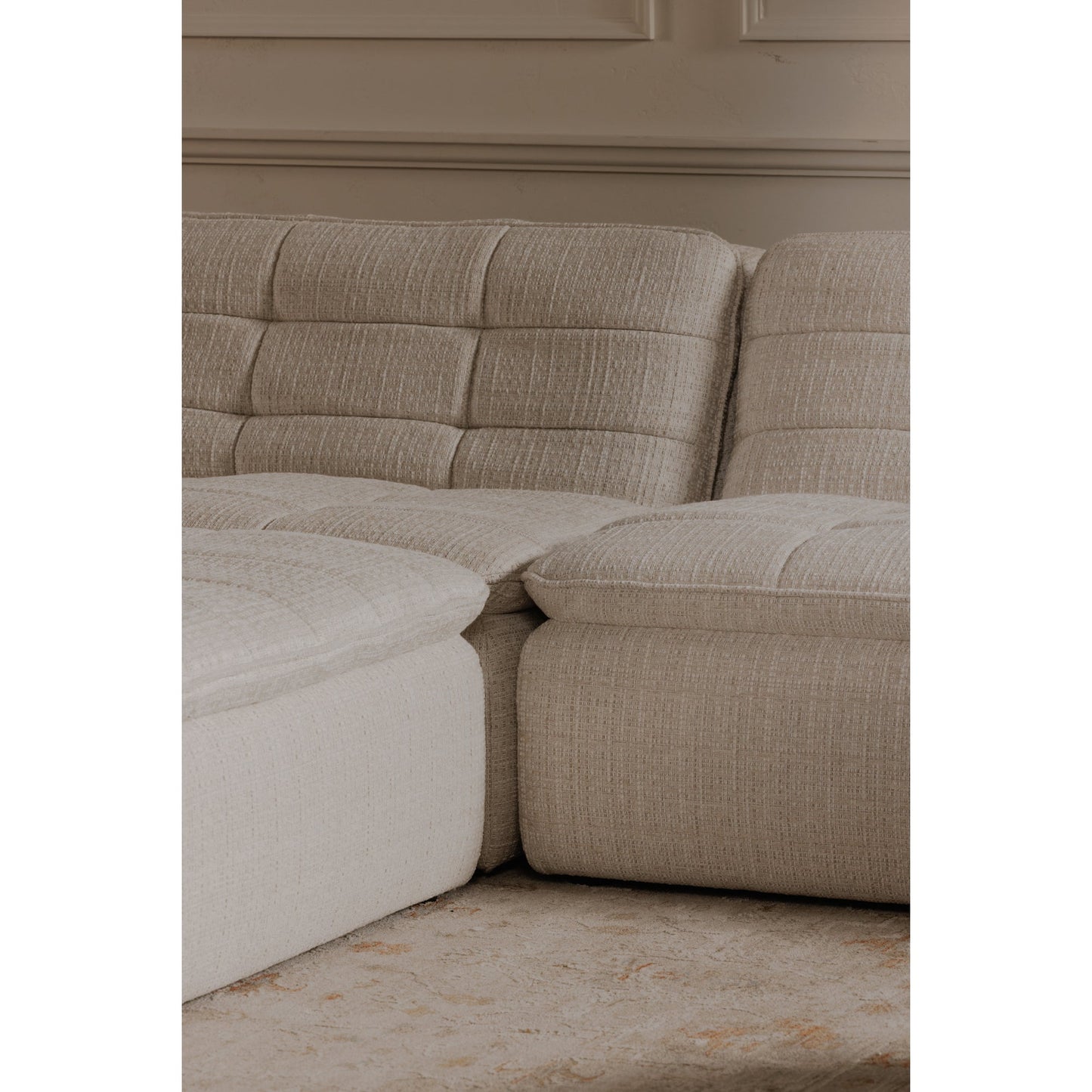 Lino Textured Oat Ottoman - Ornate Home