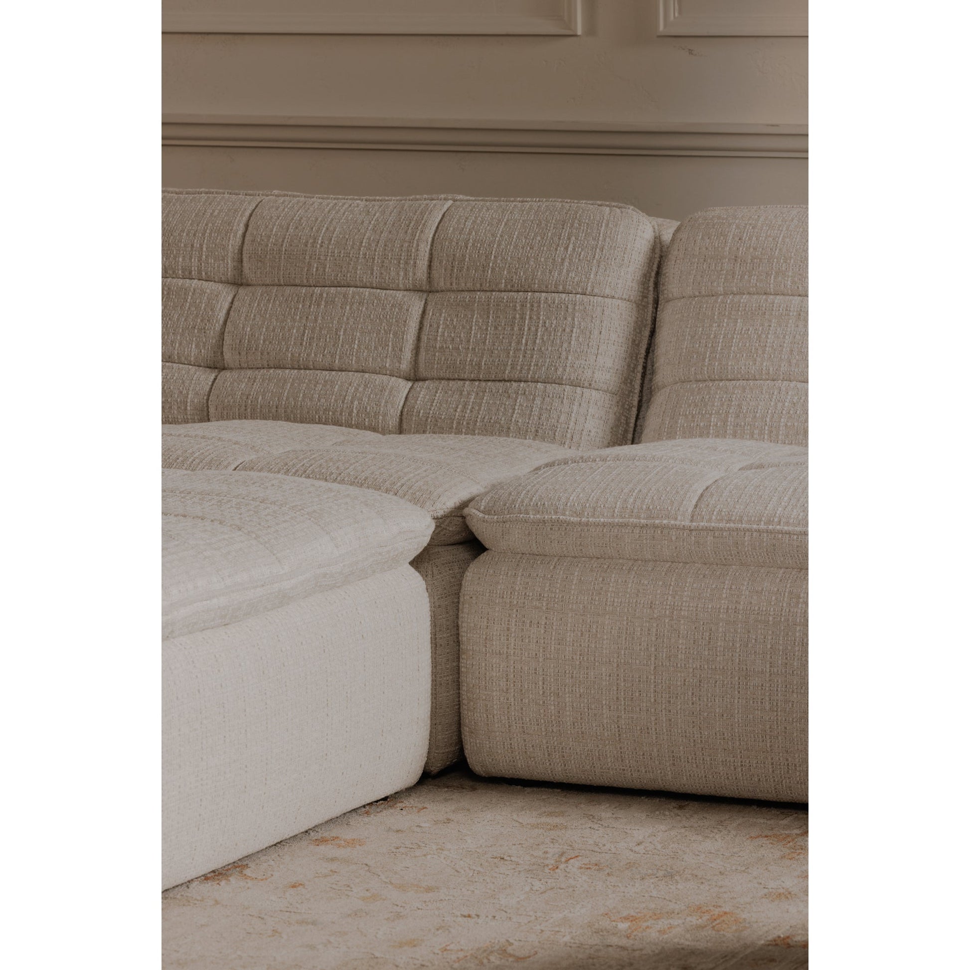 Lino Textured Oat Ottoman - Ornate Home