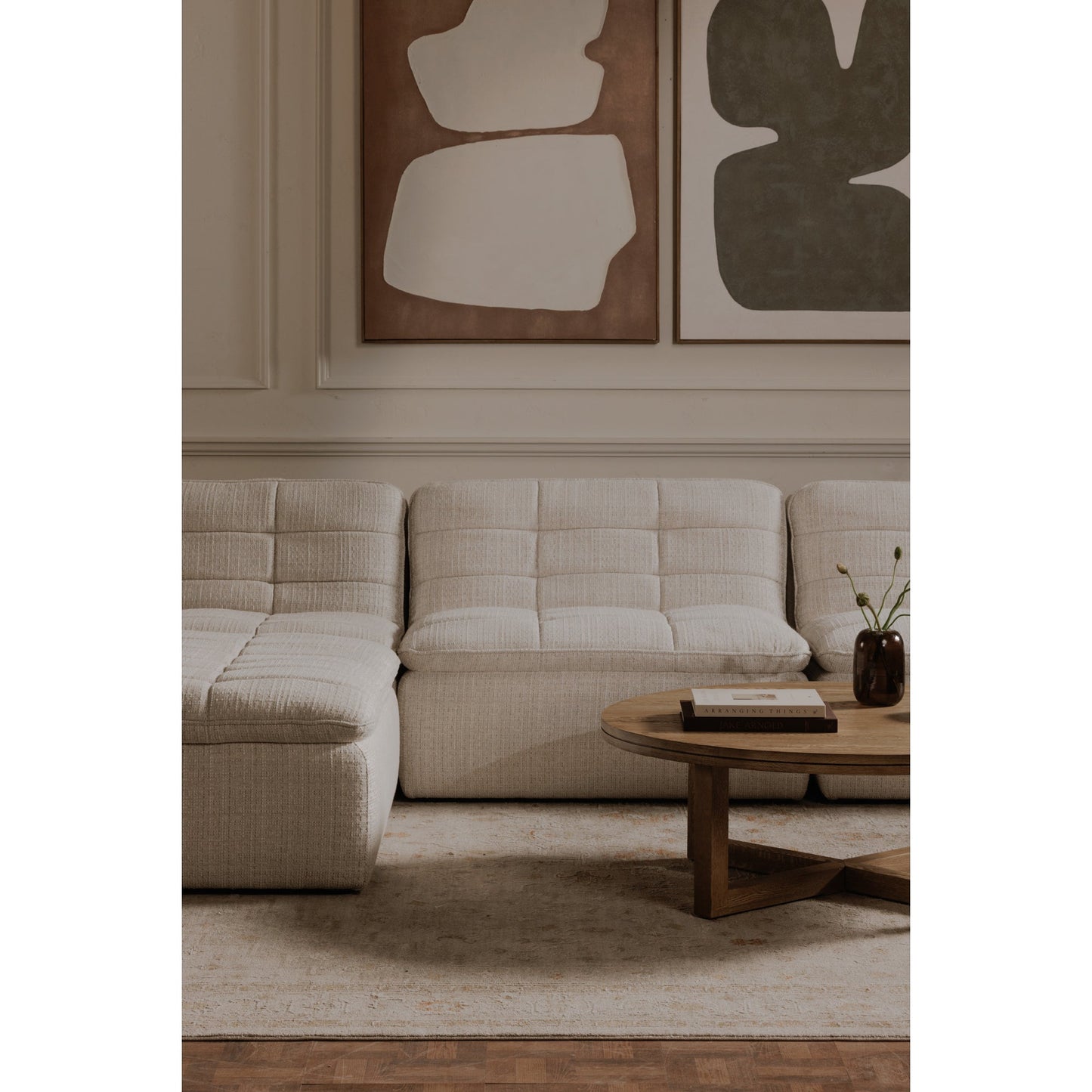 Lino Textured Oat Ottoman - Ornate Home