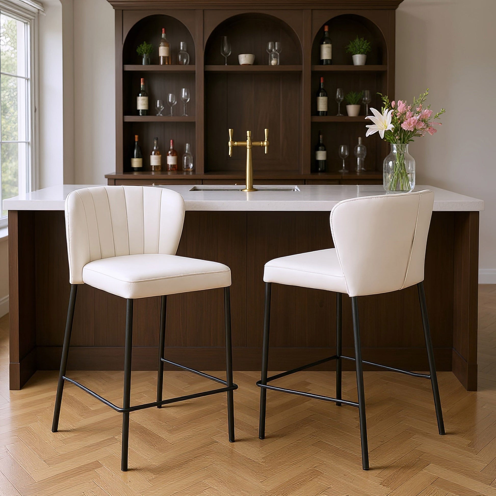 Linz Cream Counter Stool (Set of 2) - Ornate Home