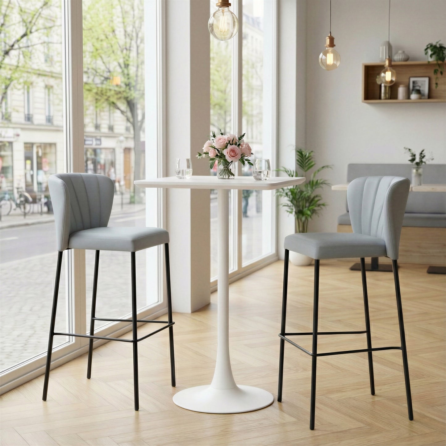Linz Gray Barstool (Set of 2) - Ornate Home