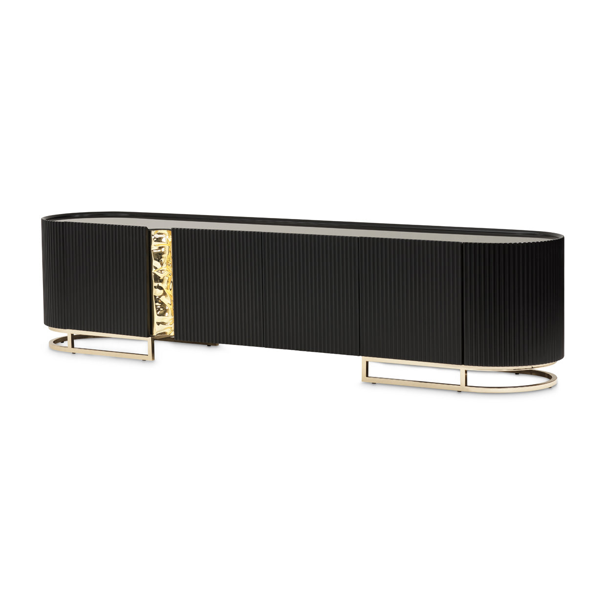 Lisbon Silken Matte Black Media Cabinet - Ornate Home